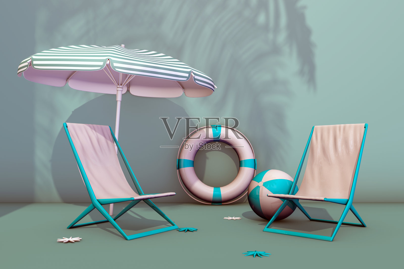 夏季概念的3D渲染。照片摄影图片