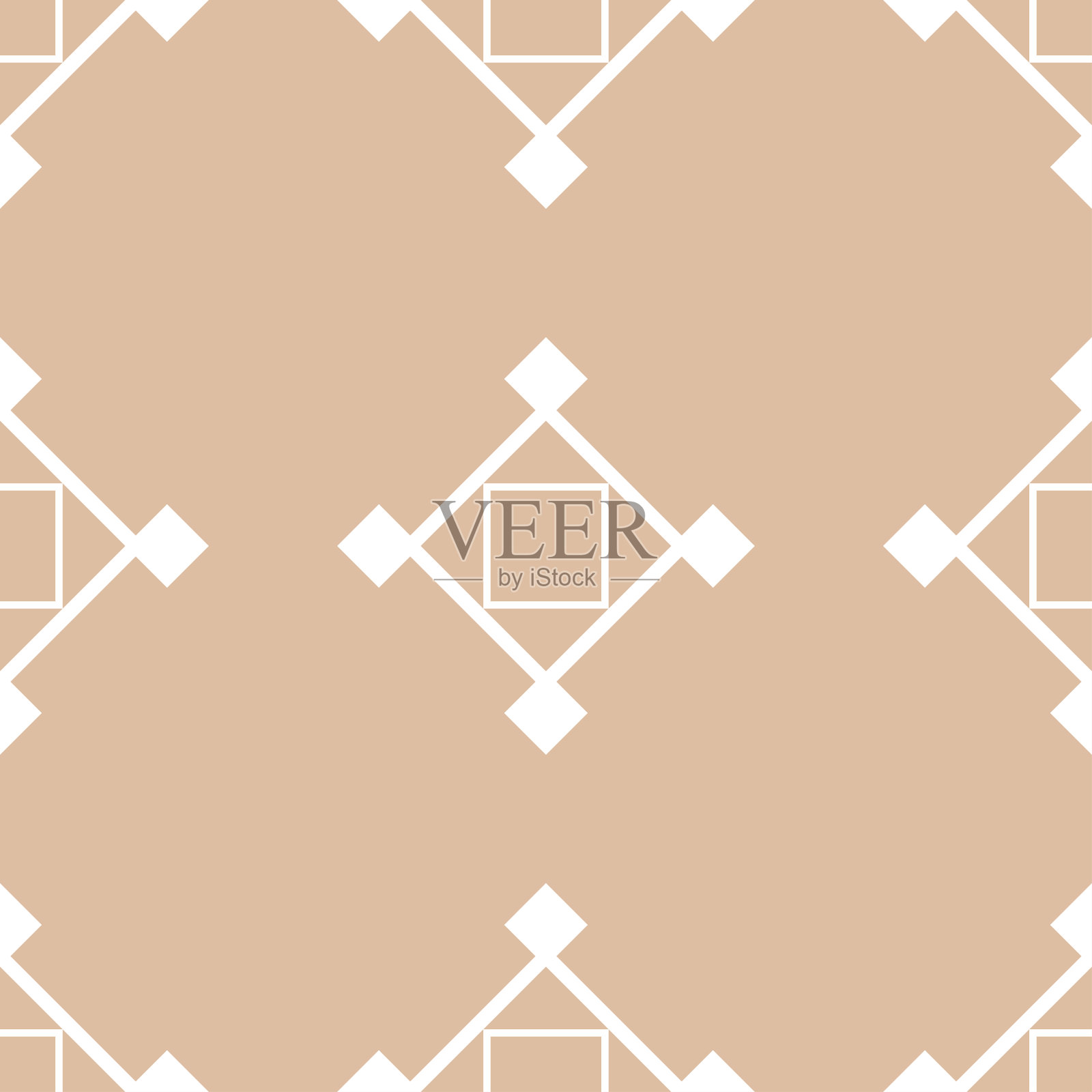 几何正方形无缝图案。白色设计，米色背景插画图片素材