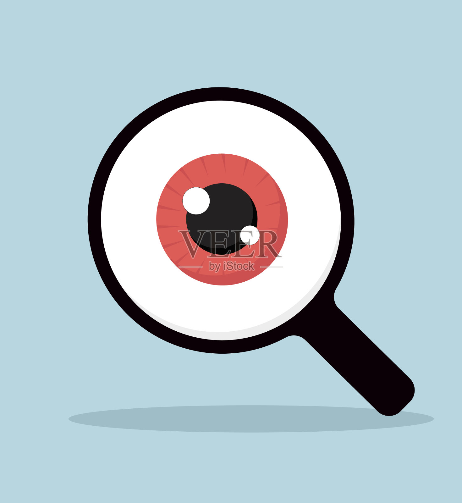 放大镜用红眼球矢量插图插画图片素材