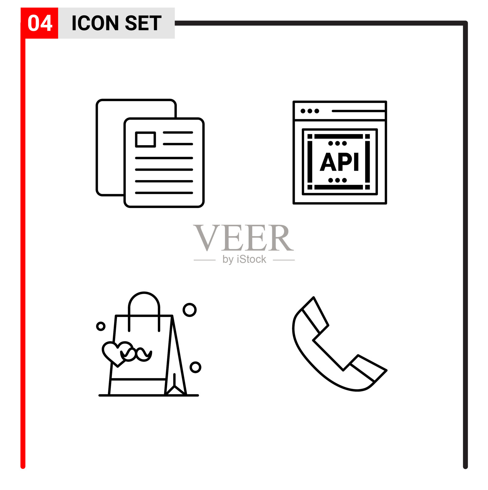 4个通用图标用于网站设计打印和图标素材
