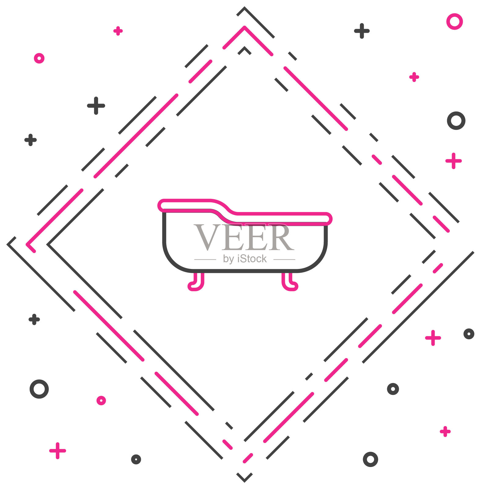 Line Bathtub图标隔离在白色背景上。色彩斑斓的轮廓的概念。矢量图插画图片素材