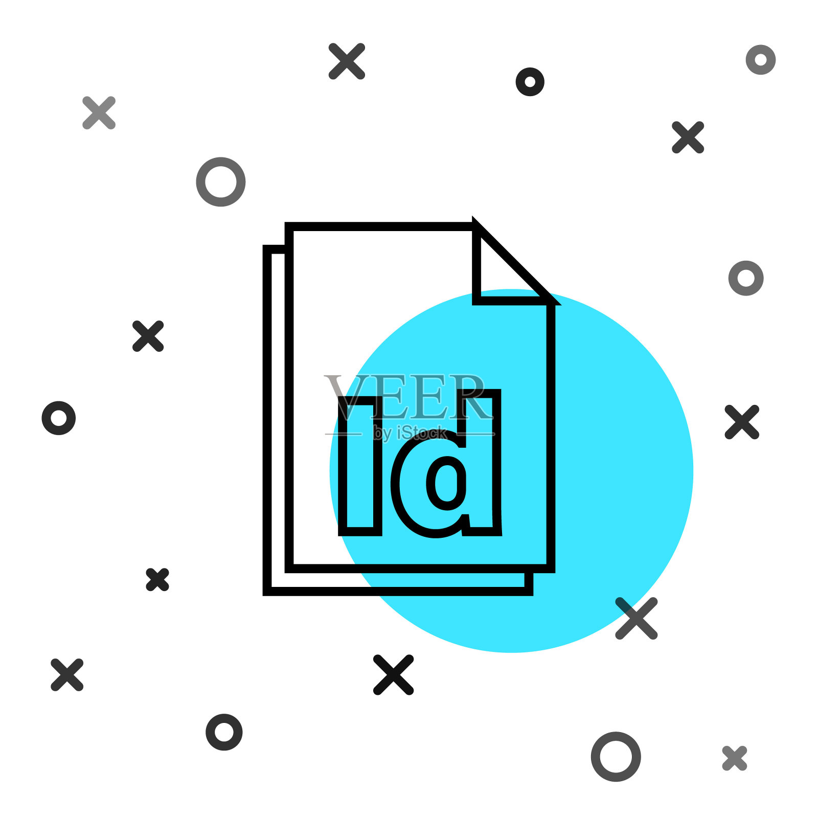 黑线ID文件文档图标隔离在白色背景上。随机动态形状。矢量图插画图片素材
