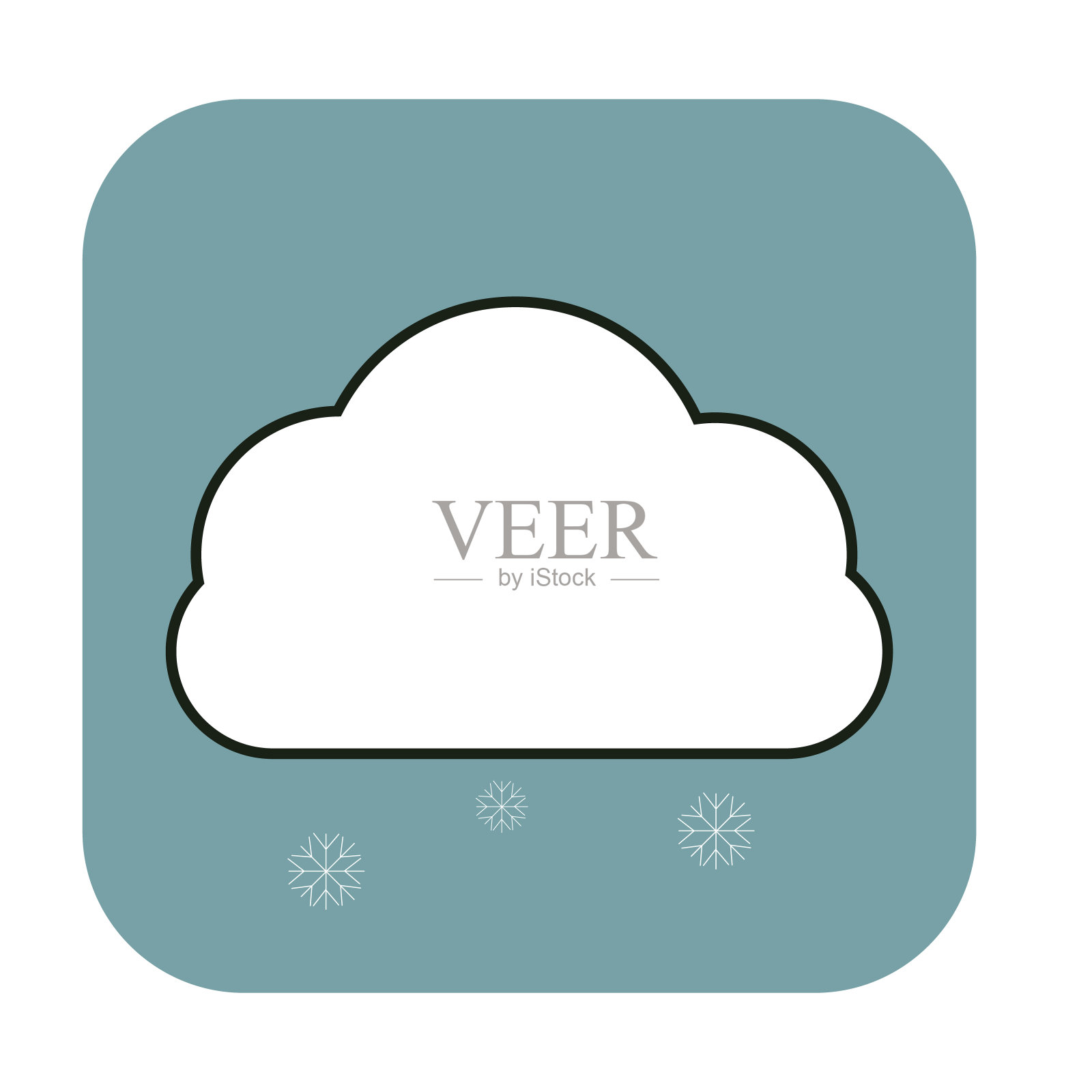 云与雪花在绿色背景，矢量插图插画图片素材