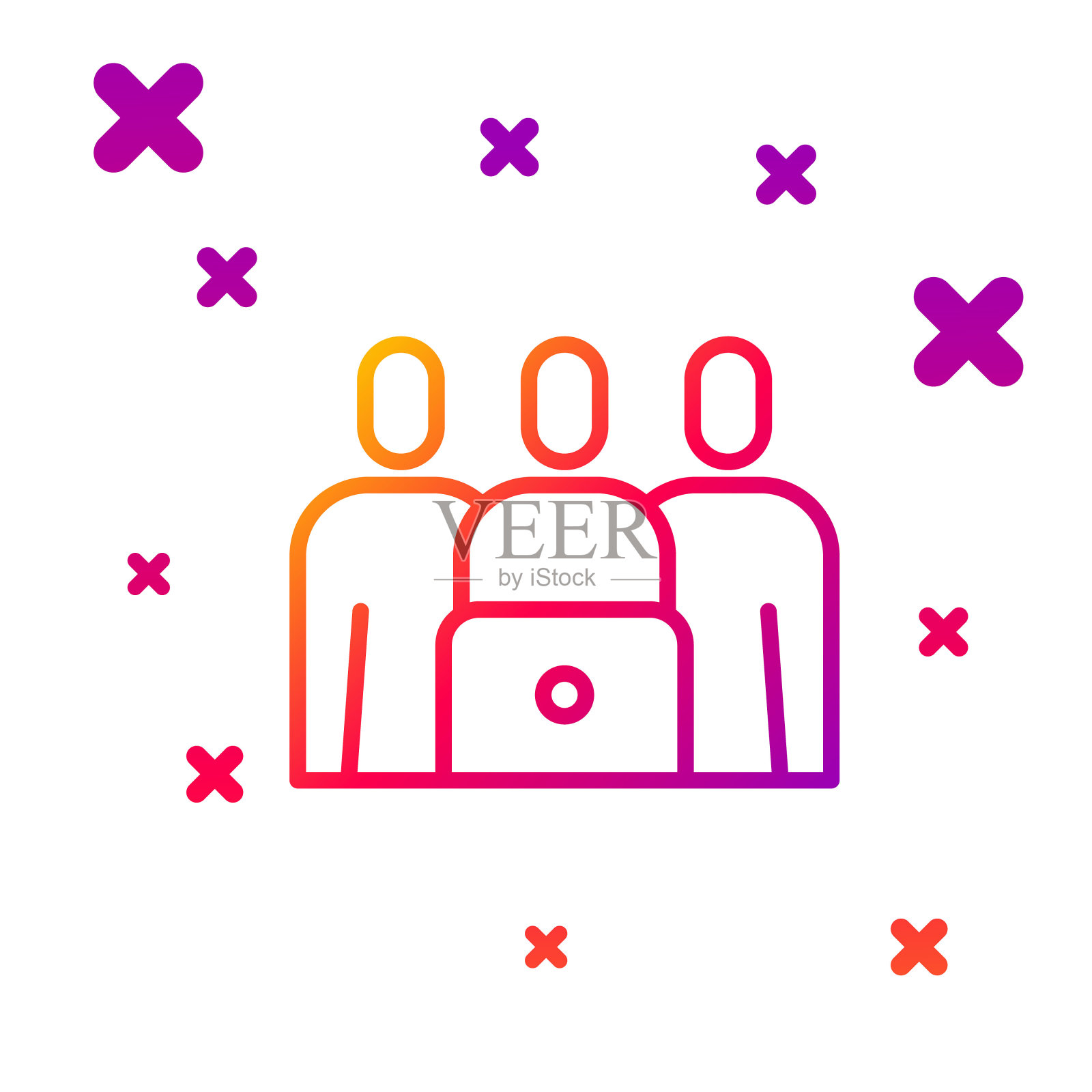 联机类图标隔离在白色背景上。在线教育的概念。梯度随机动态形状。矢量图图标素材