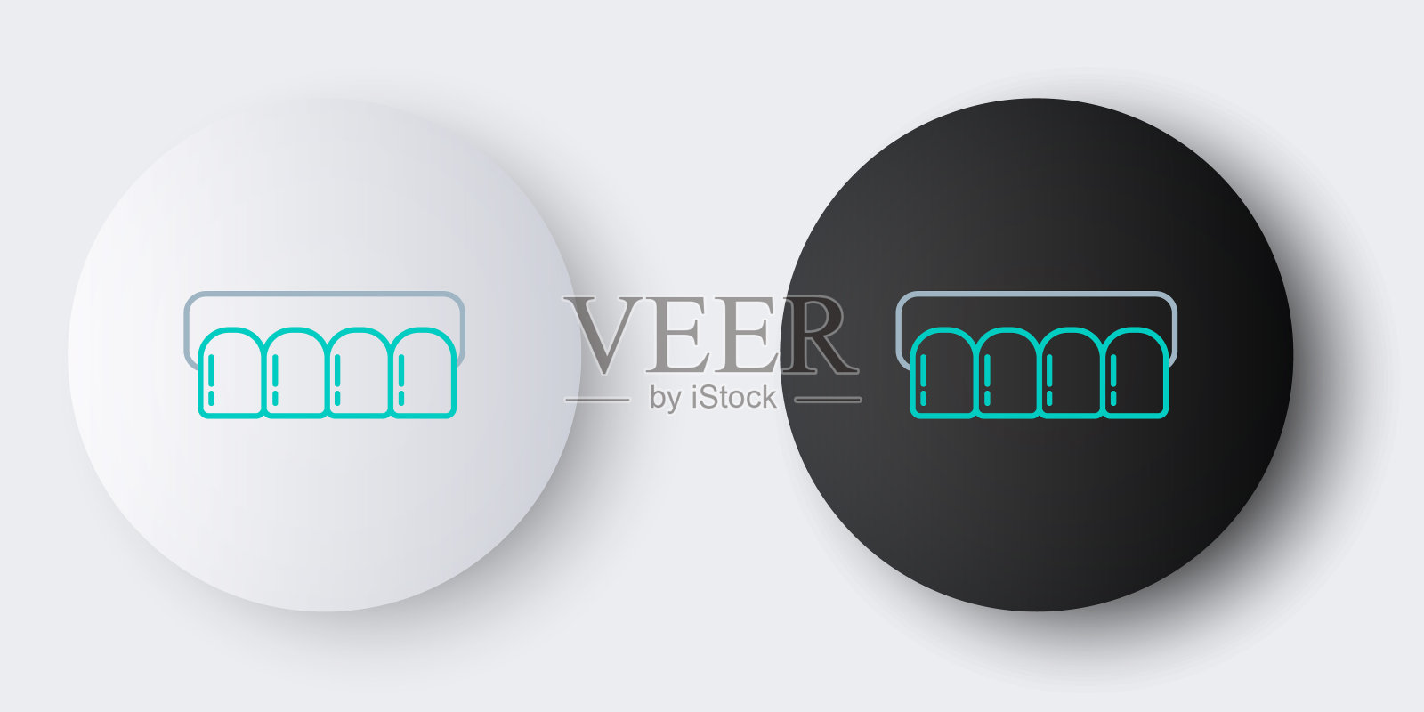 线义齿模型图标孤立在灰色背景上。上颚的牙齿。牙科的概念。色彩斑斓的轮廓的概念。向量图标素材