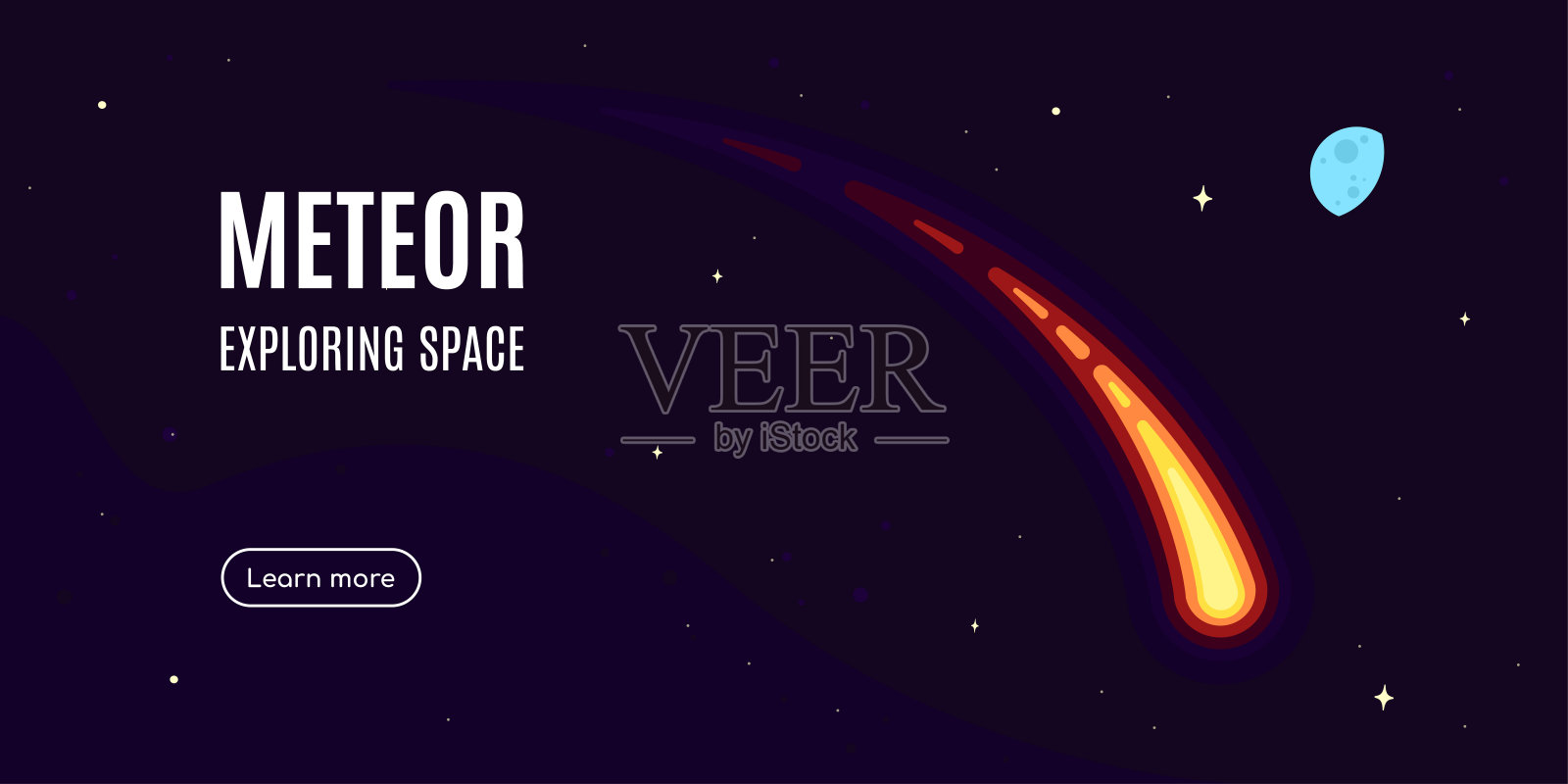 太空横幅设计与流星，平面风格的插图插画图片素材