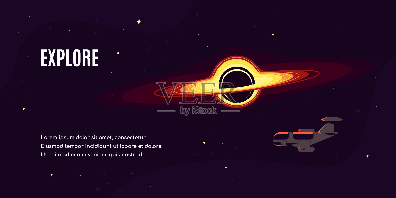 探索概念横幅设计，平面风格向量。插画图片素材