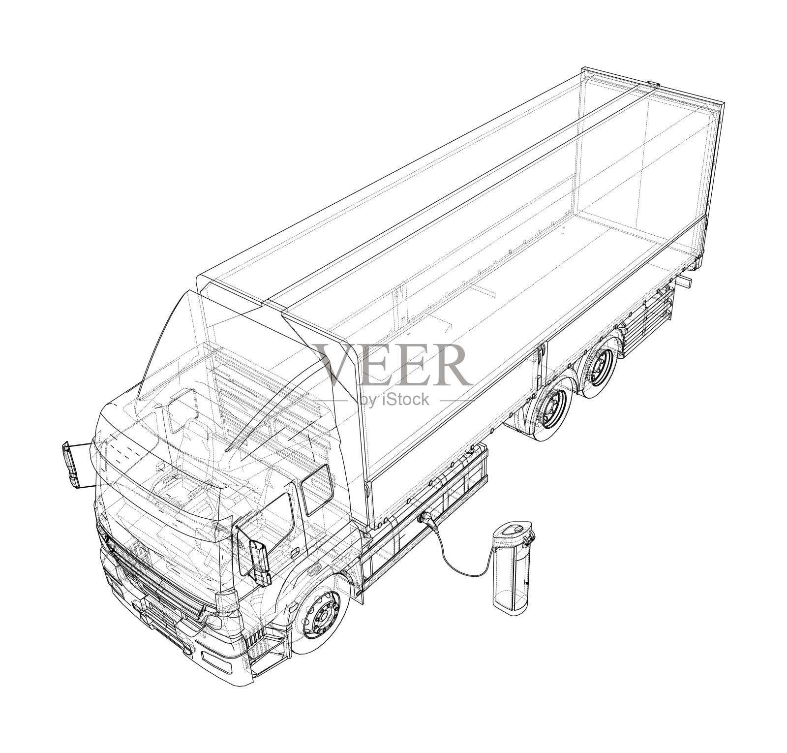 电动汽车充电站示意图。向量插画图片素材