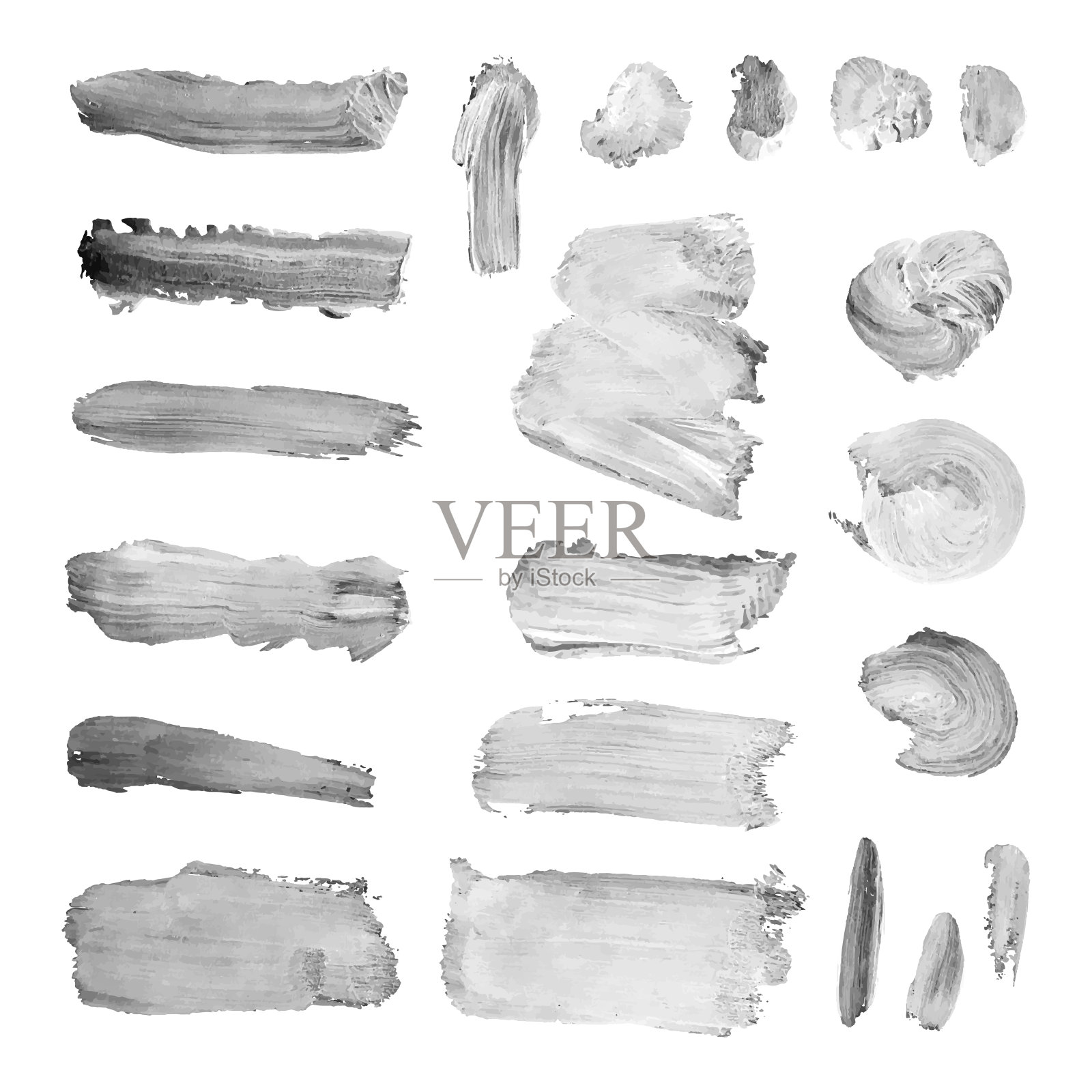 设置与灰色抽象染色孤立在白色背景。插画图片素材