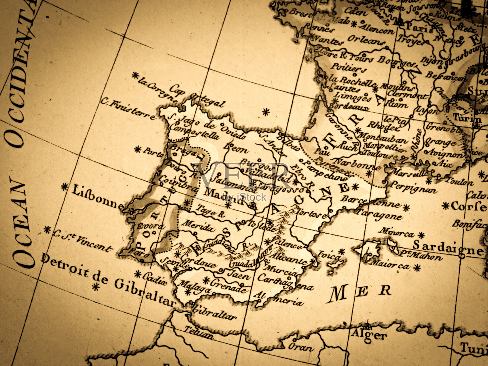 西班牙古董世界地图插画图片素材
