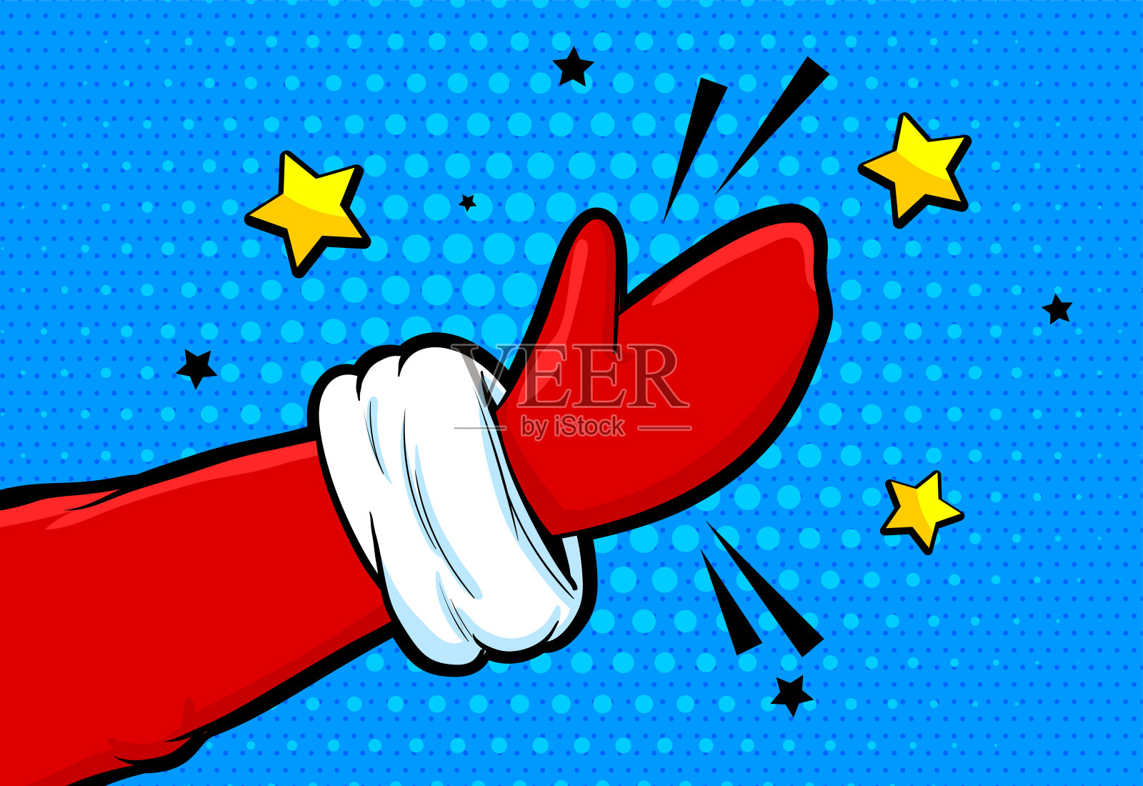 圣诞老人手戴手套流行艺术的复古风格设计元素图片