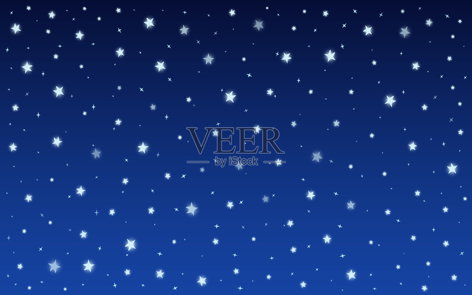 星星照耀蓝色背景雪夜向量插画图片素材