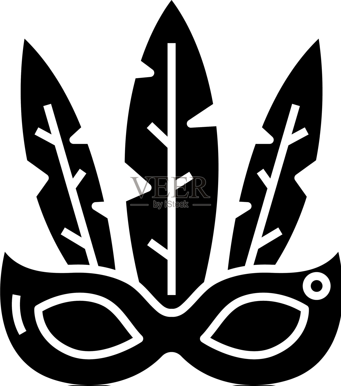 羽毛面具黑色图标概念设计元素图片