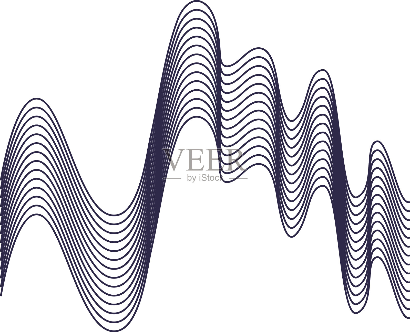 孤立的波浪填充风格图标设计设计元素图片