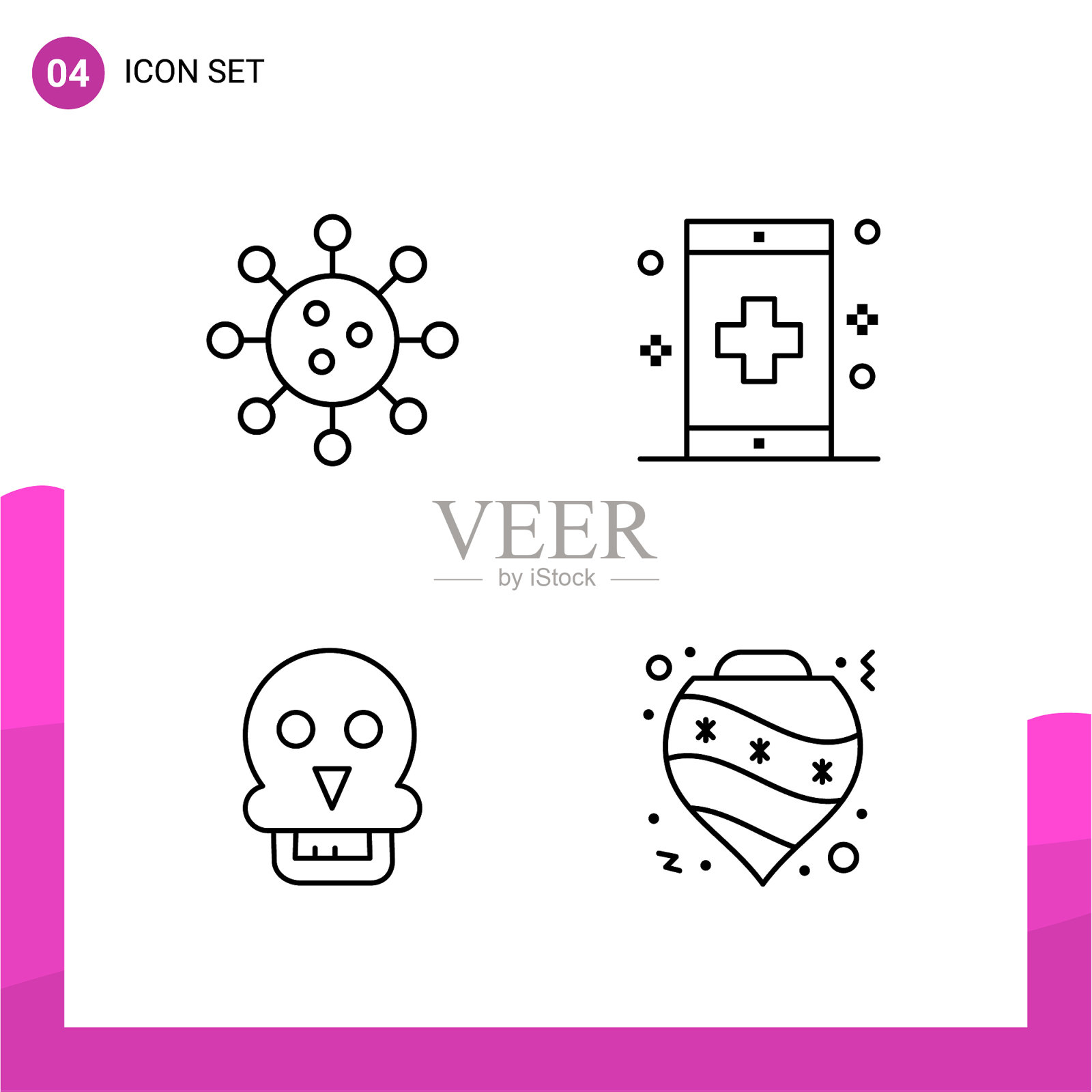 轮廓图标设置包4行图标隔离上图标素材