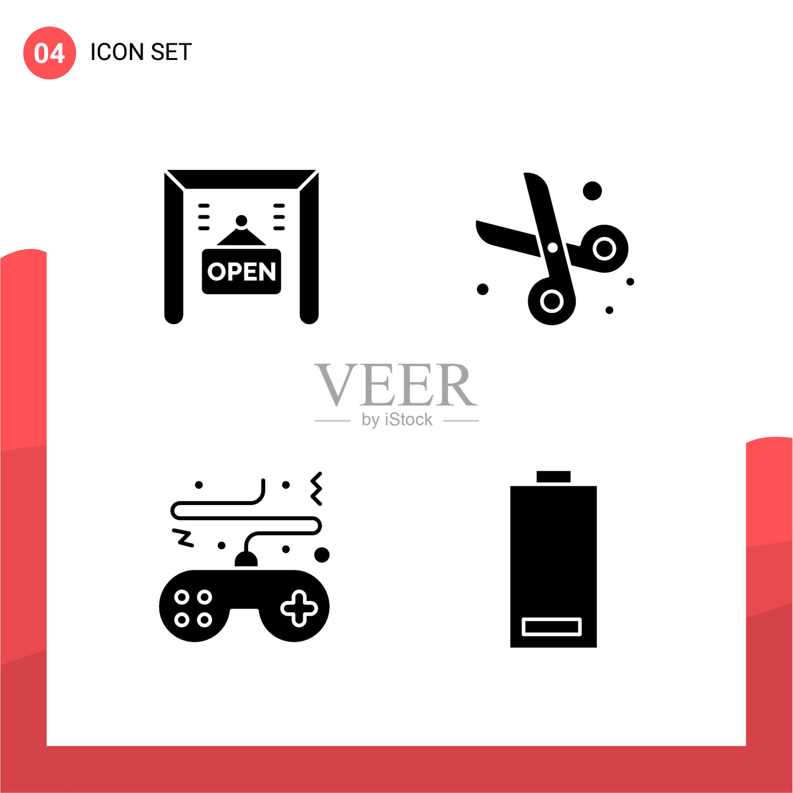 为打印媒体打包4个通用字形图标图标素材