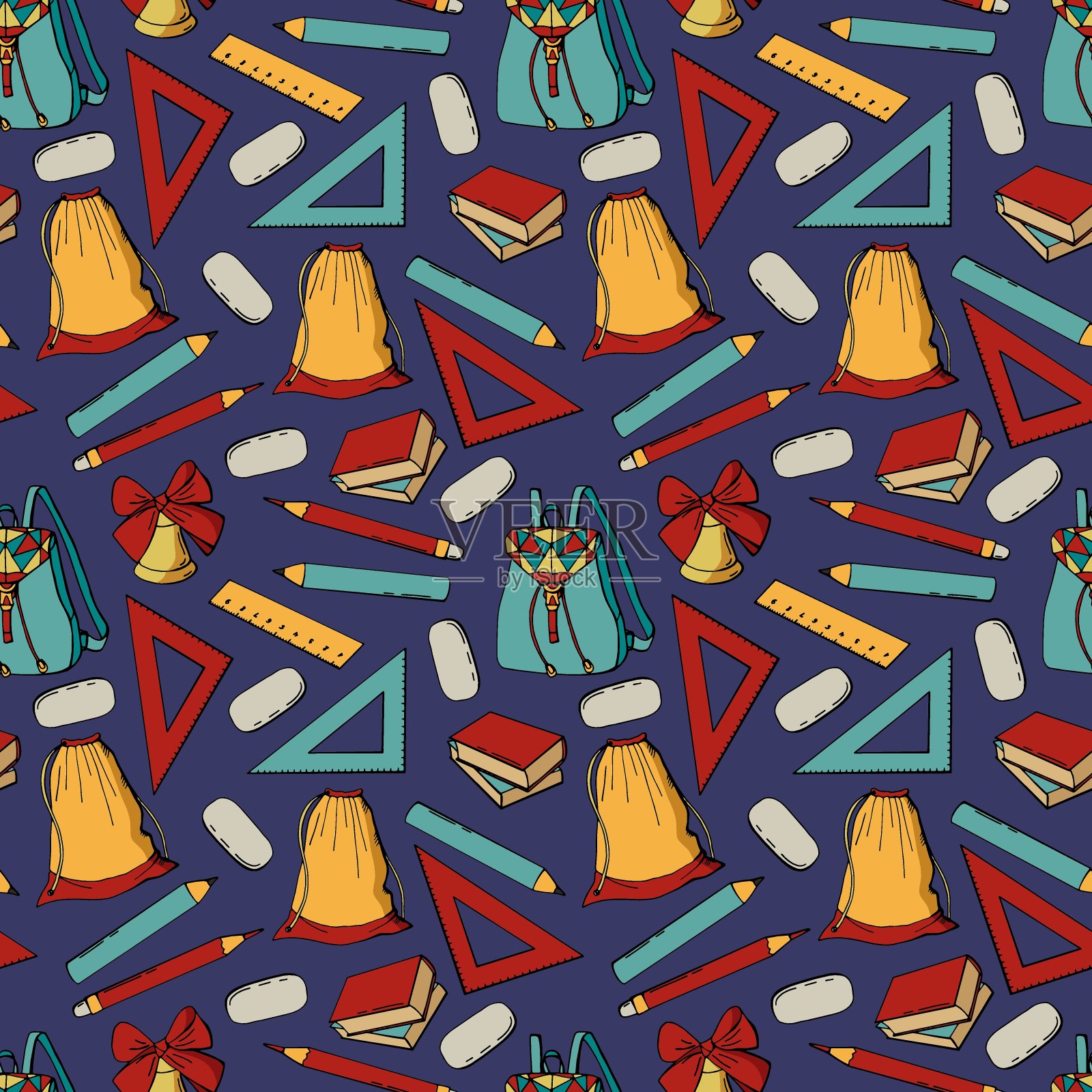 学校学科无缝模式。插画图片素材