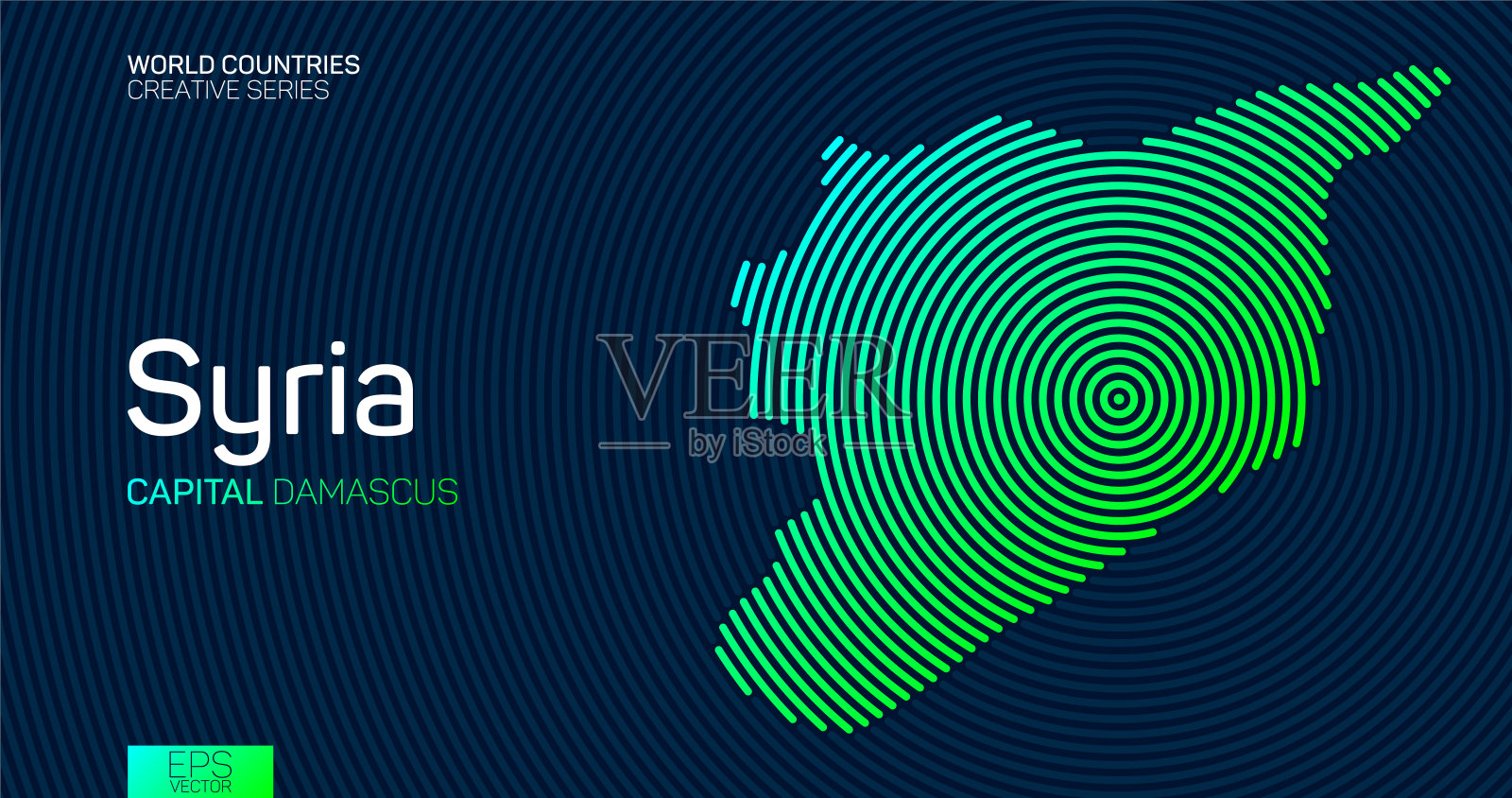 带圈线的叙利亚抽象地图插画图片素材