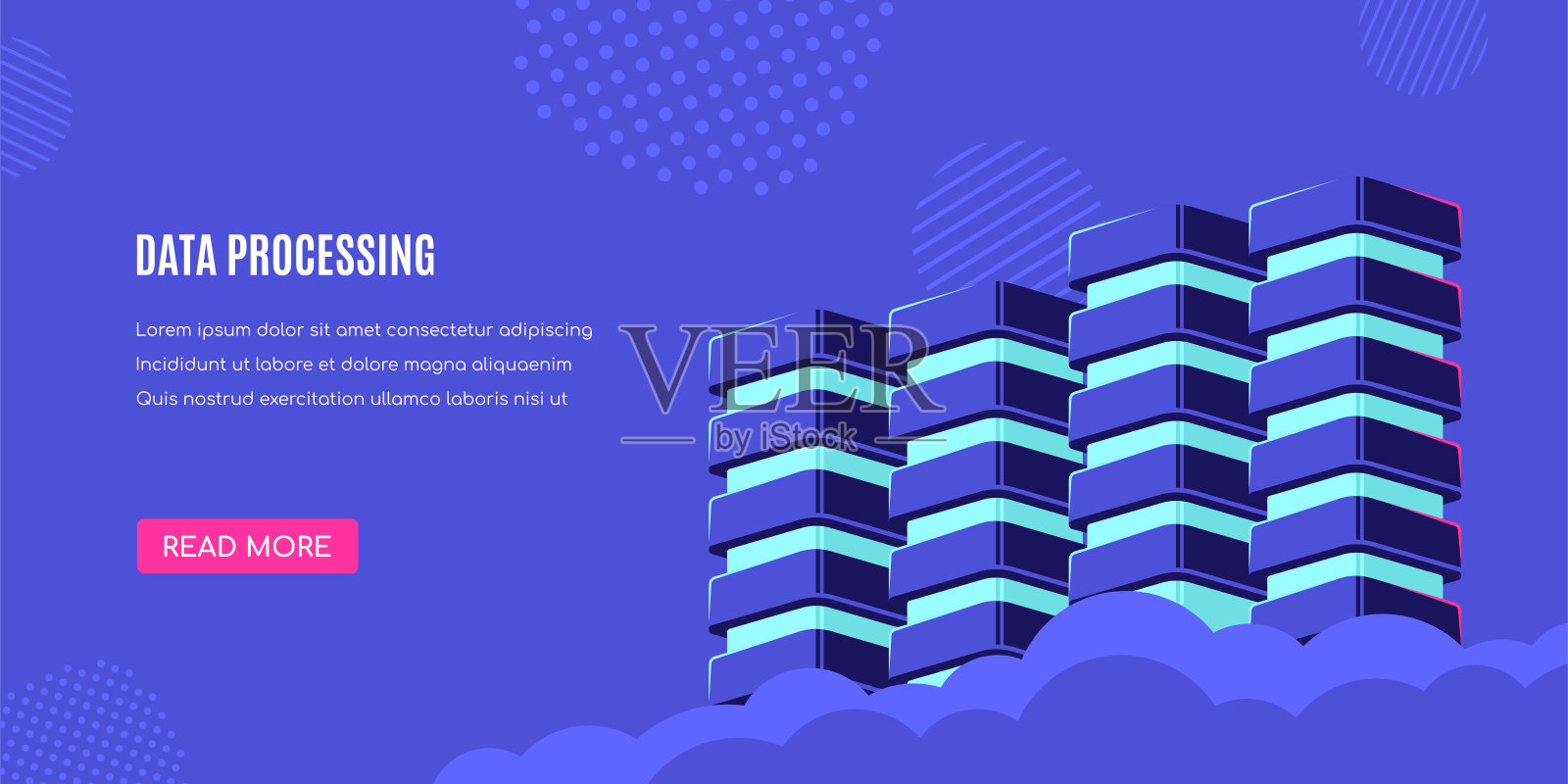 数据库概念横幅设计，平面风格矢量插画图片素材