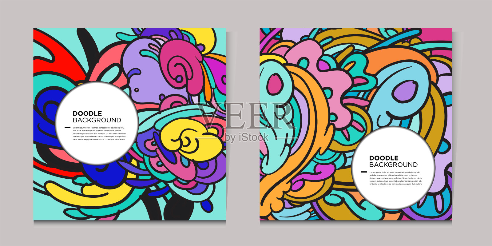 矢量插图涂鸦抽象的社会媒体张贴彩色背景插画图片素材