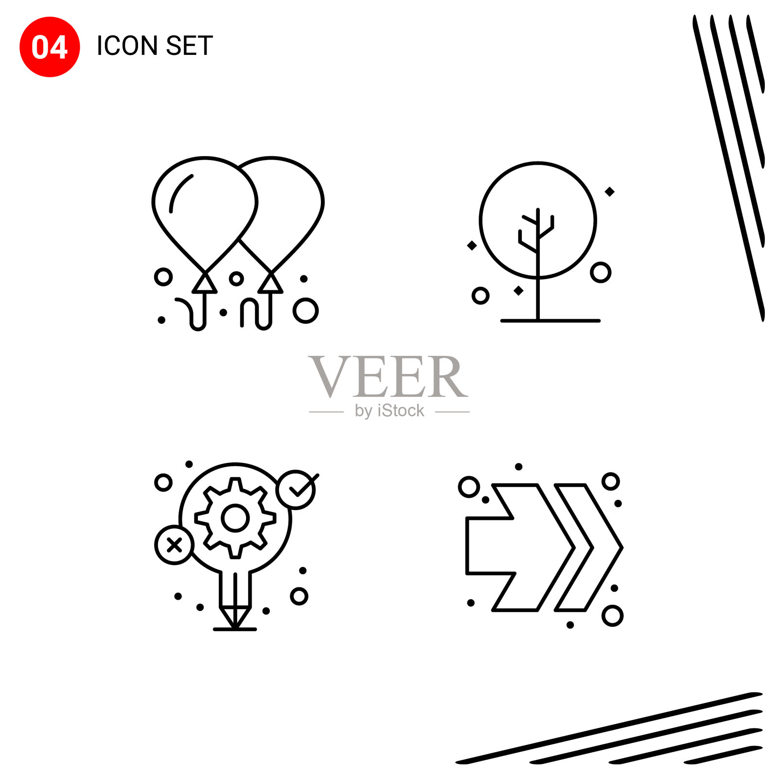 收集4个图标在线条风格像素完美图标素材