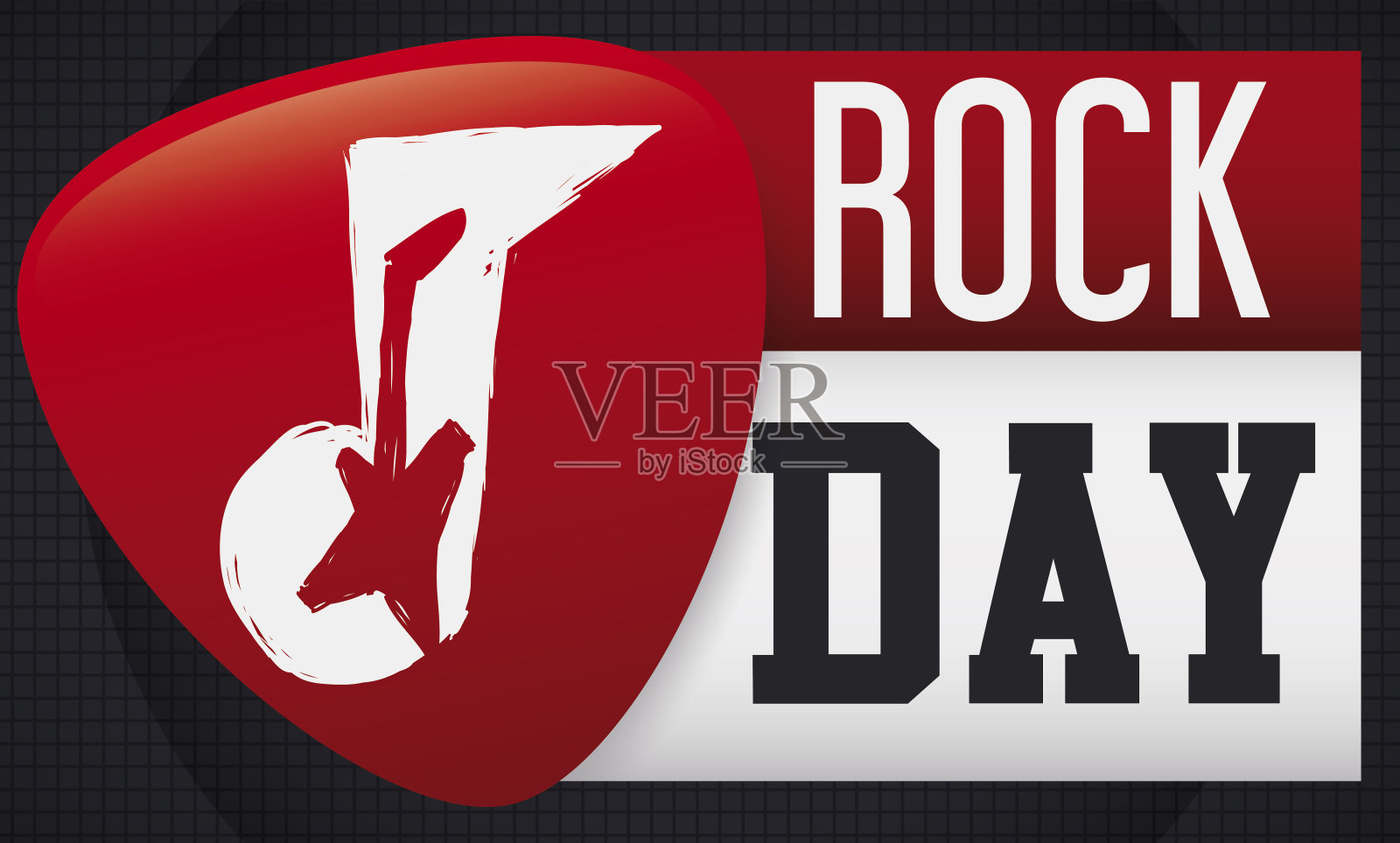 红色拨子与音乐笔记和吉他为摇滚日插画图片素材