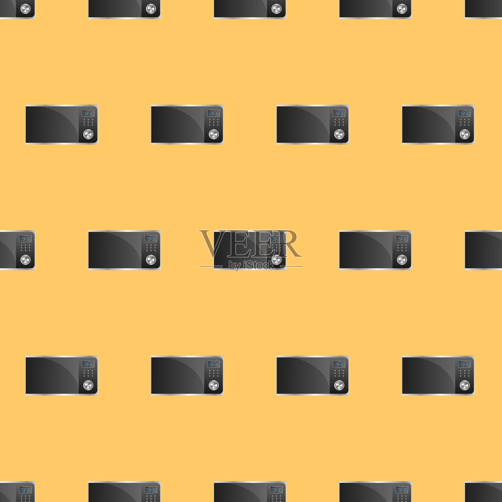 无缝模式与微波。微波黄无尽背景。适合背景，卡片和打印。插画图片素材