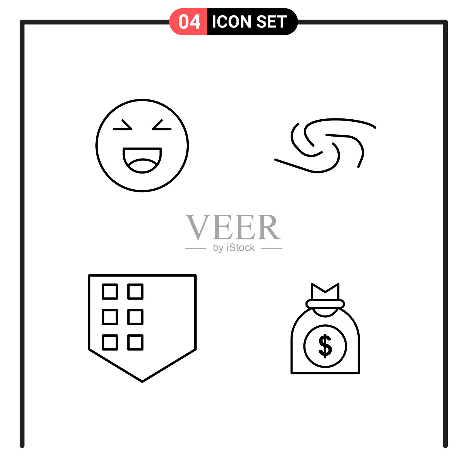 为网页和移动设置4个线条样式图标图标素材