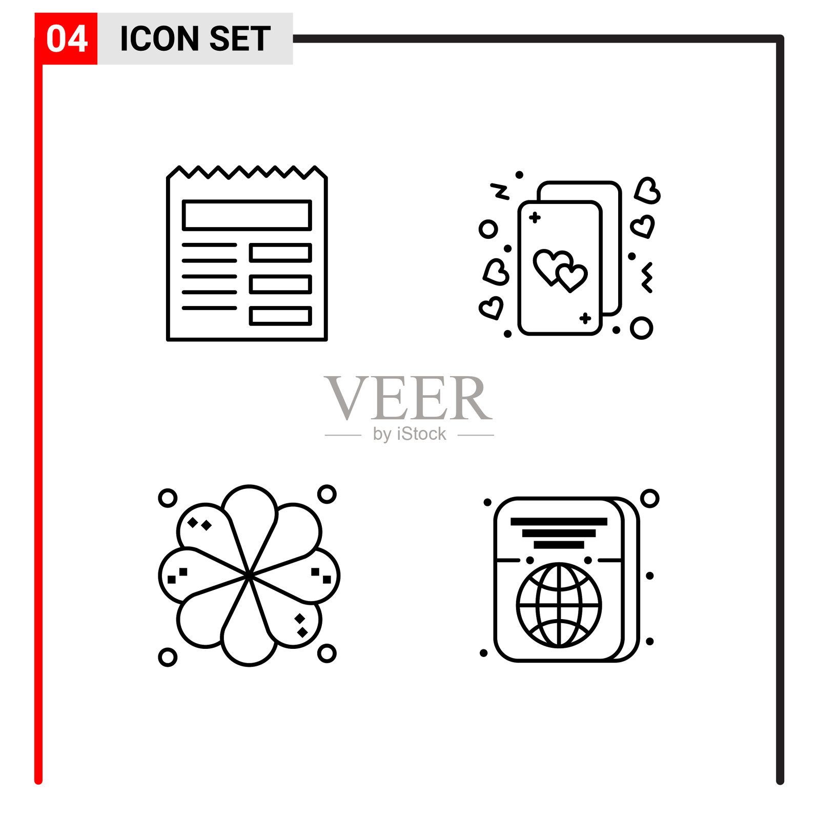 4个通用图标用于网站设计打印和图标素材
