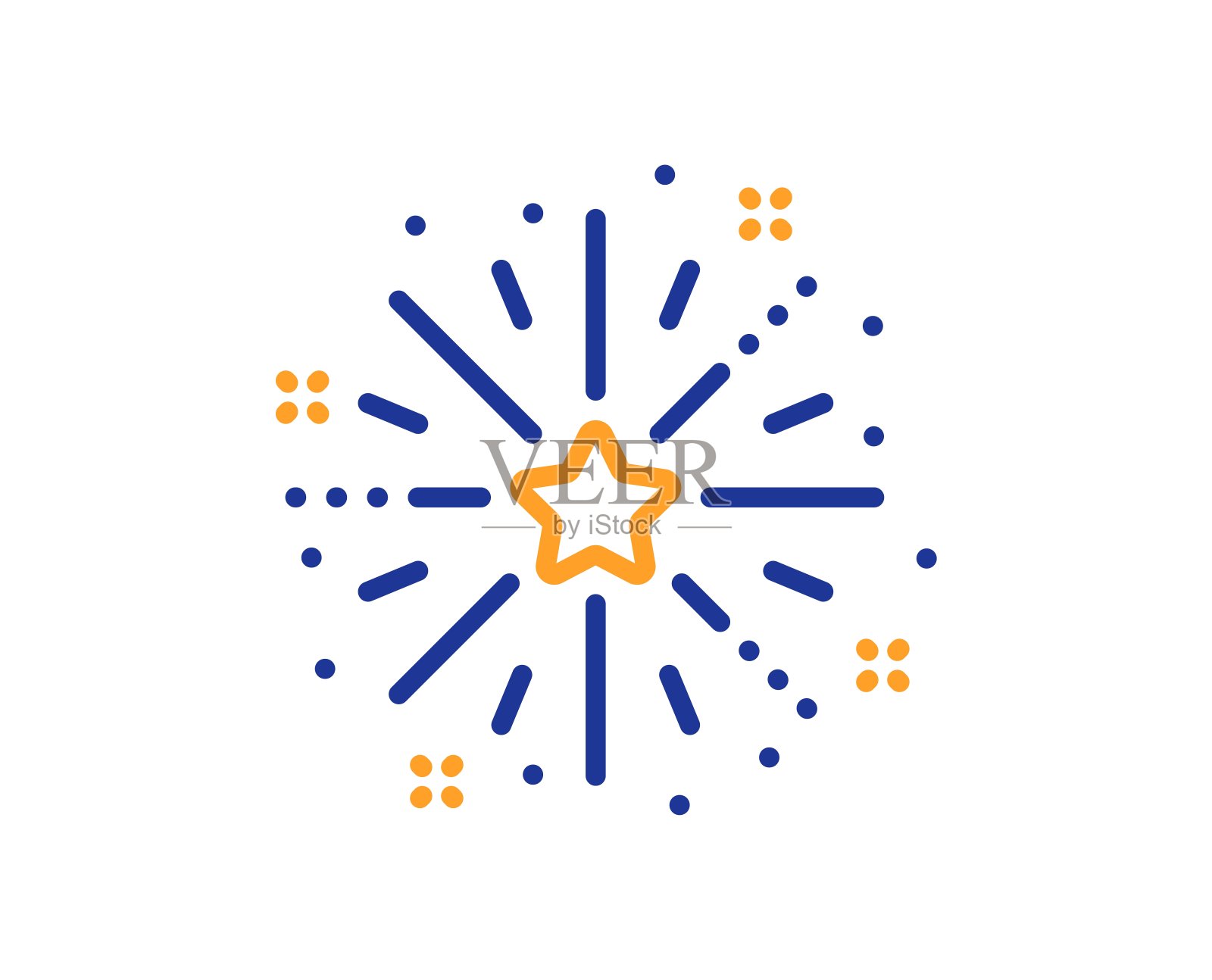 烟花爆炸线图标。烟火礼炮标志。向量插画图片素材