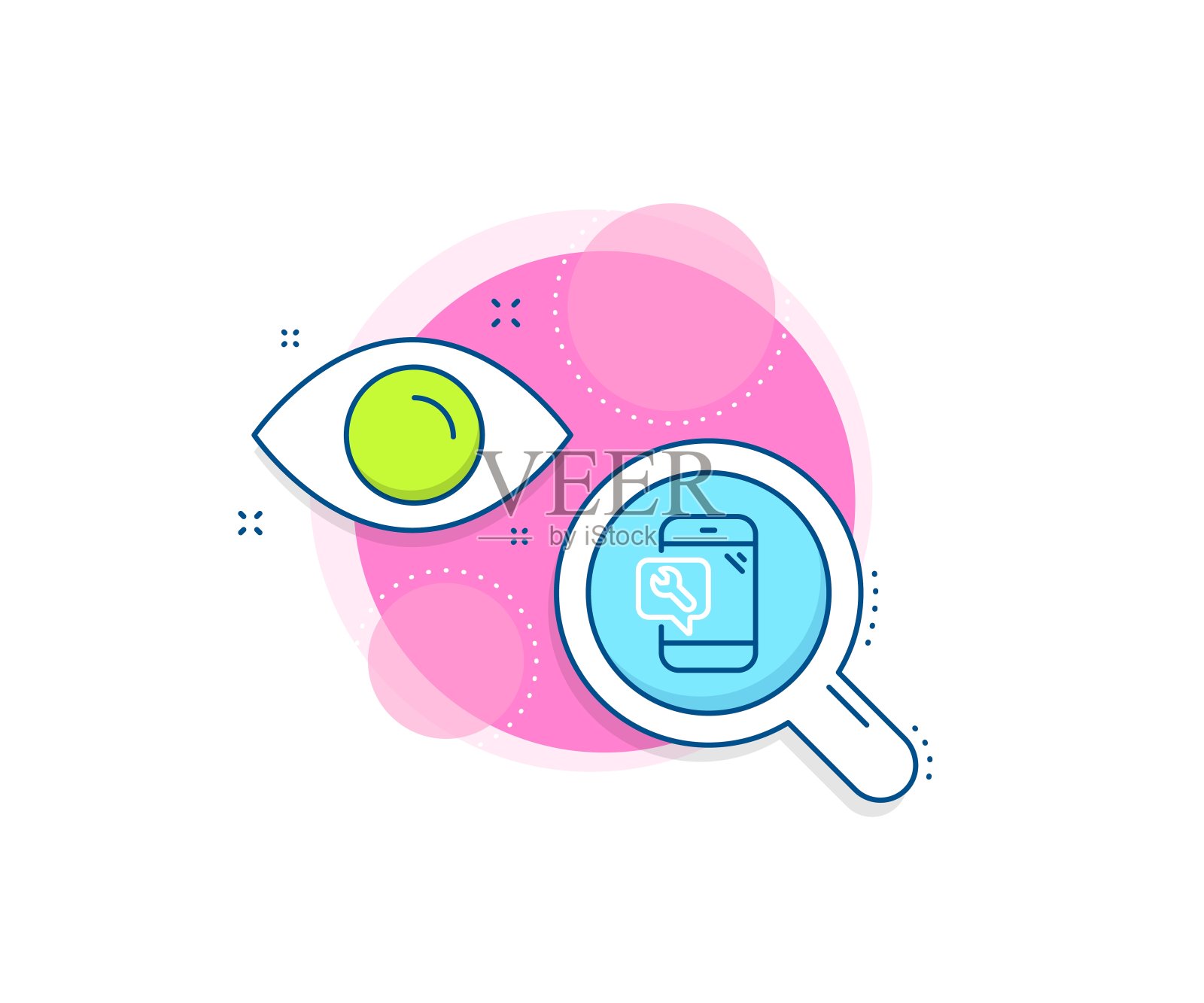 扳手工具线图标。电话维修服务标志。向量插画图片素材