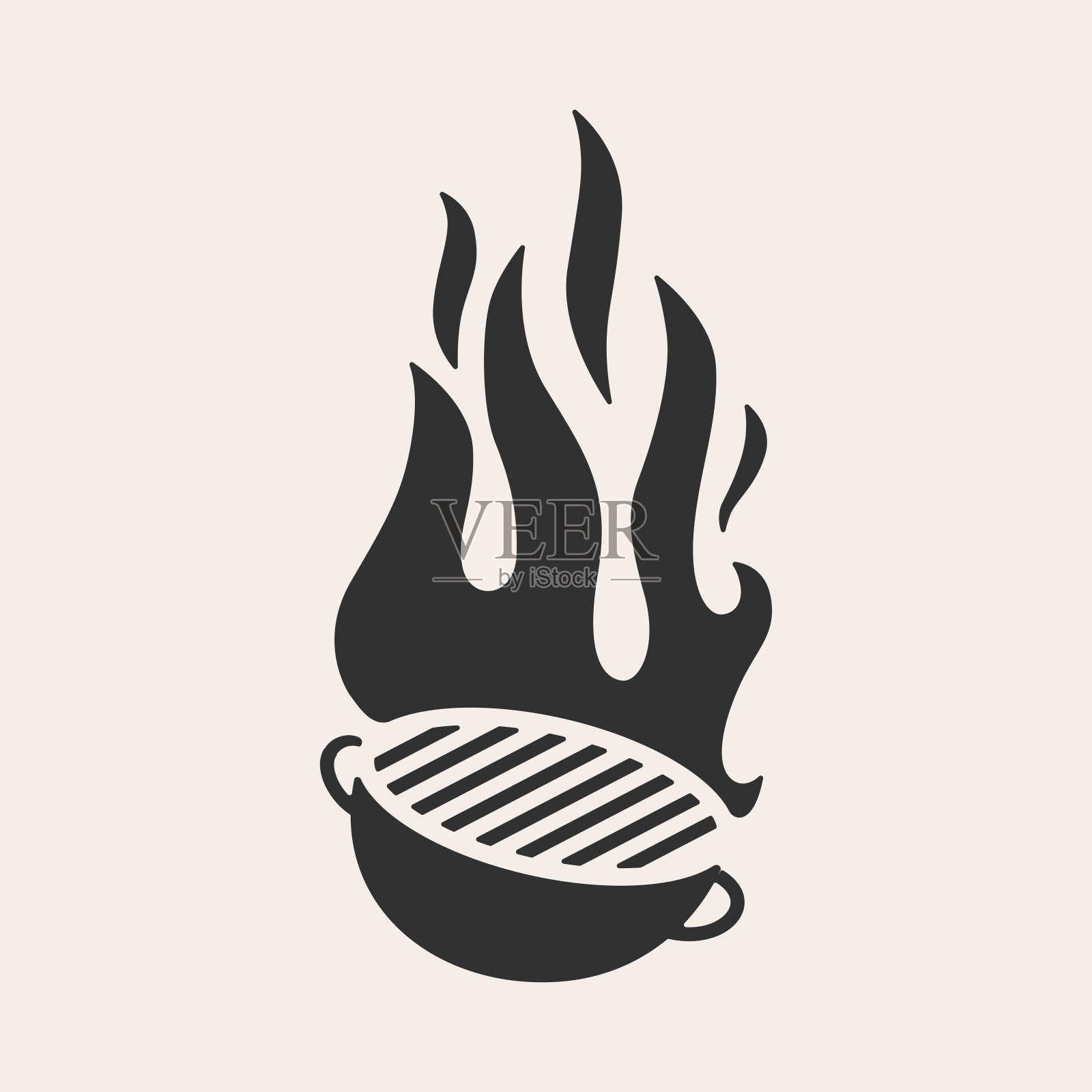 烧烤木炭烧烤潮人复古矢量图标插图插画图片素材