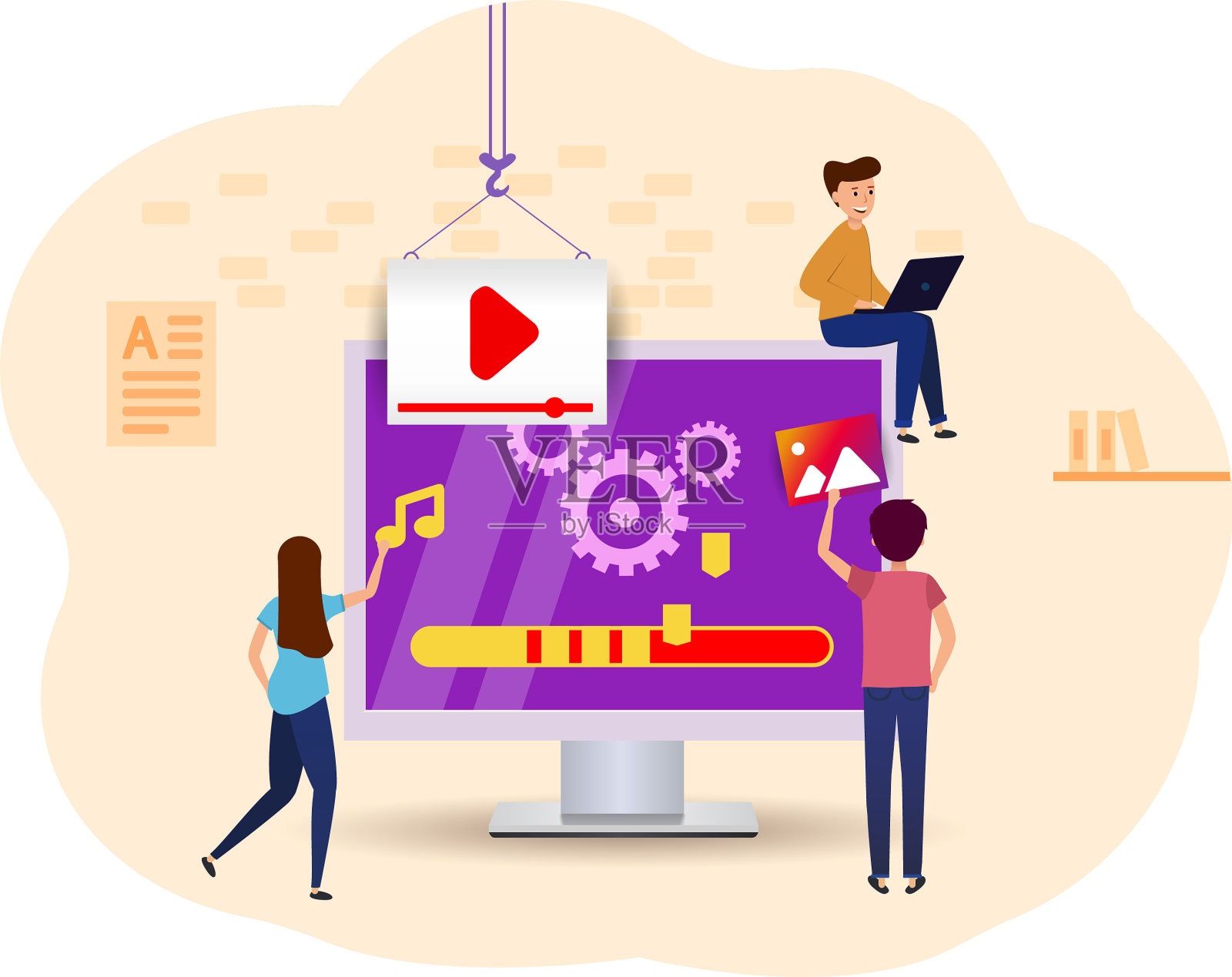 下载视频到你的电脑更新系统插画图片素材