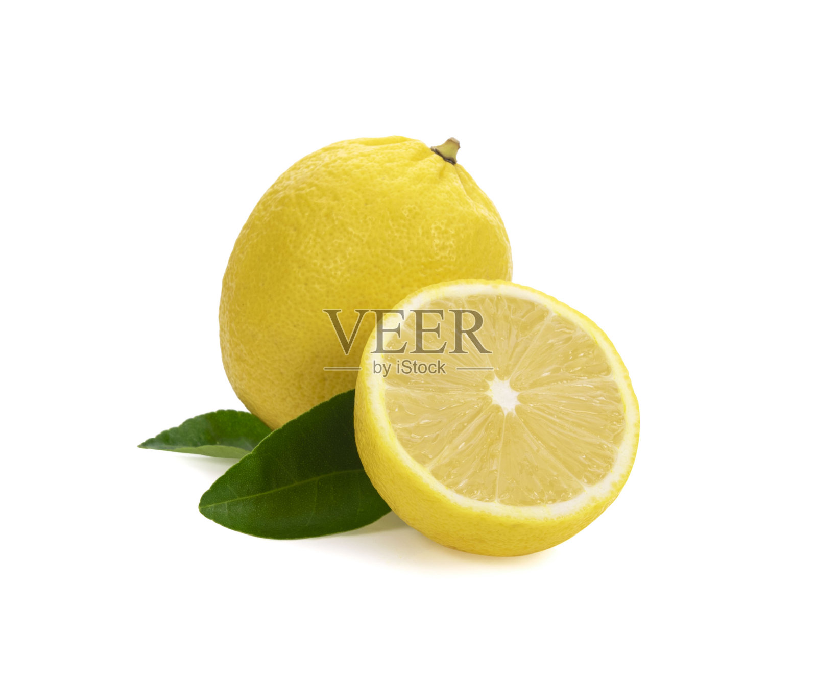 柠檬水果和半孤立的白色背景照片摄影图片