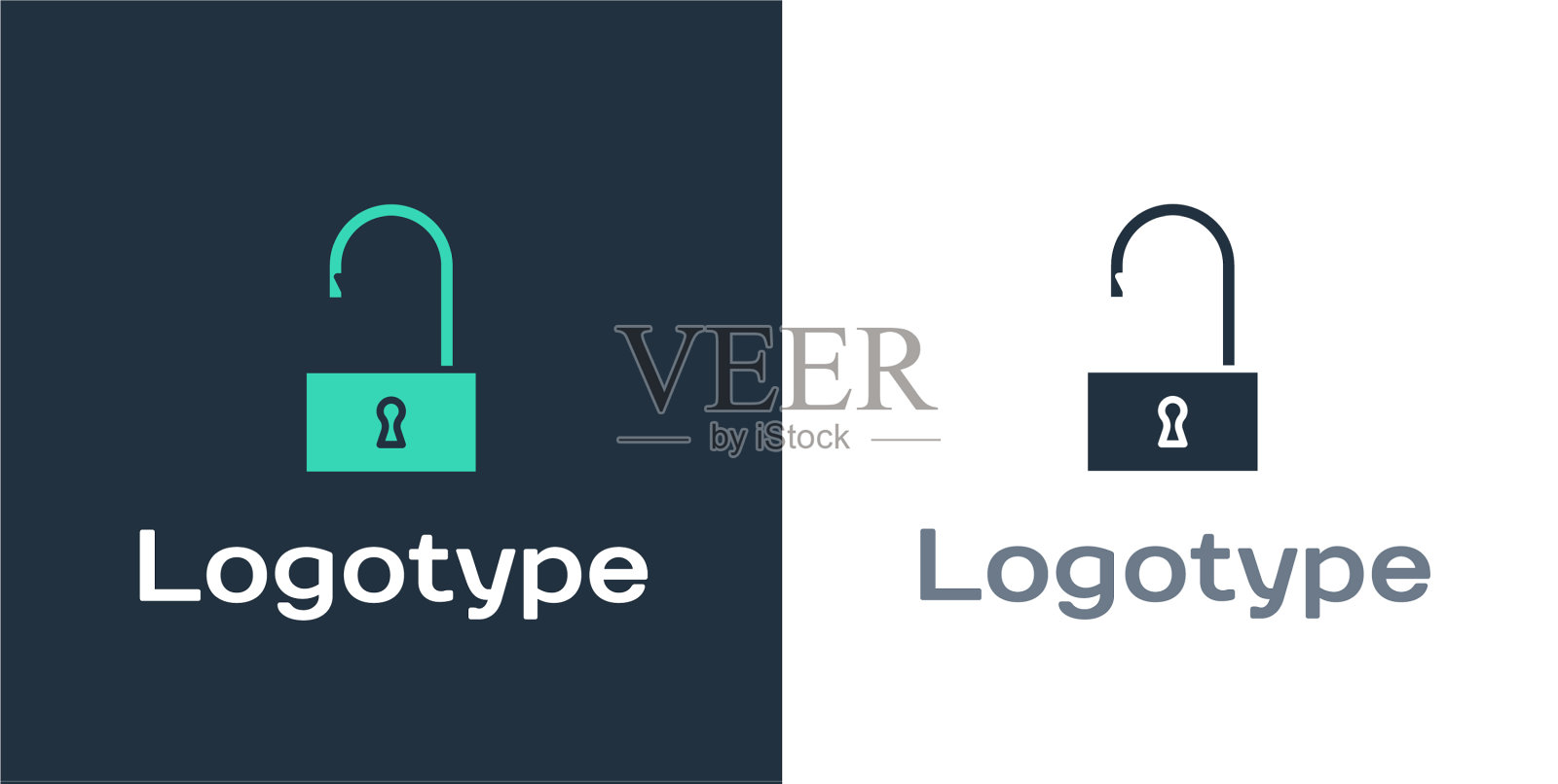 标志类型打开挂锁图标孤立在白色插画图片素材