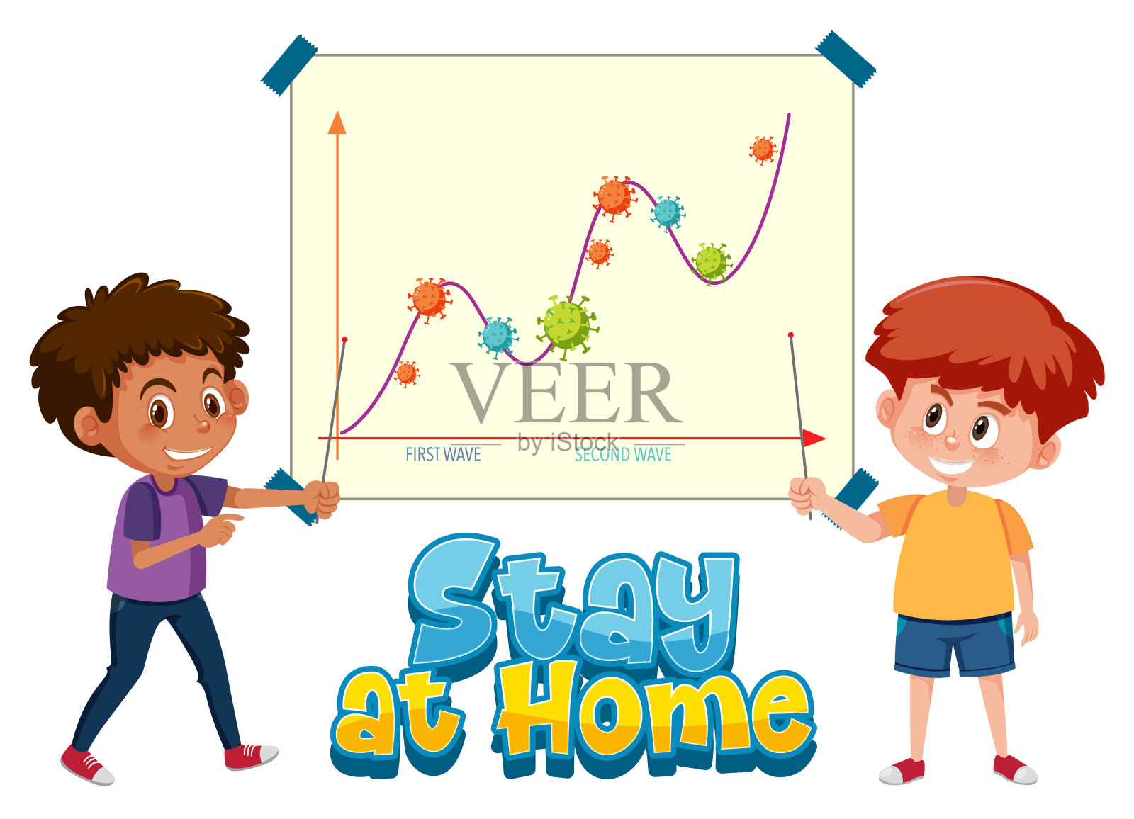 第二波冠状病毒插画图片素材