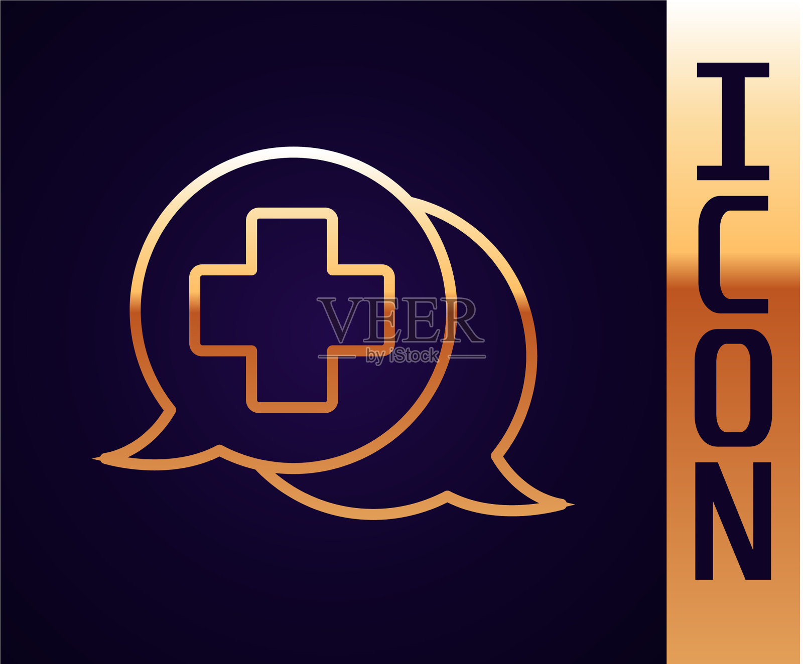 金线对话与医生图标隔离插画图片素材