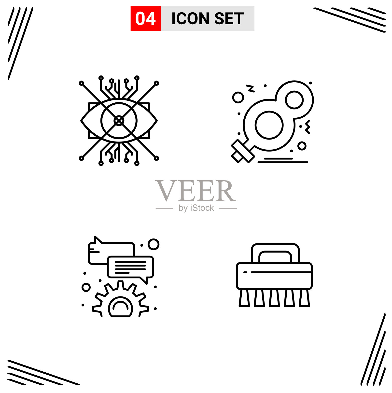 4图标线条样式基于网格的创意轮廓图标素材
