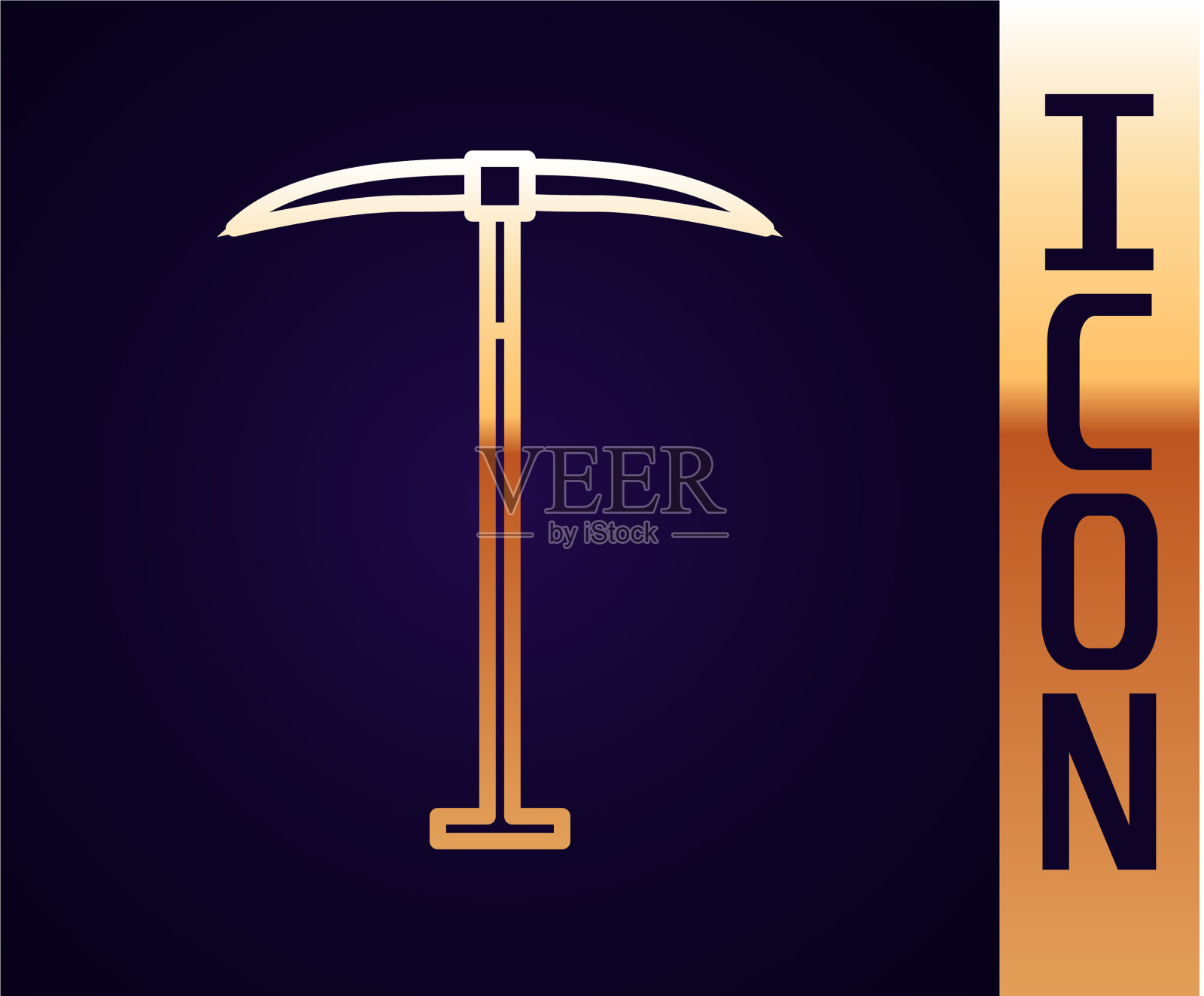 金线鹤嘴锄图标孤立在黑色插画图片素材