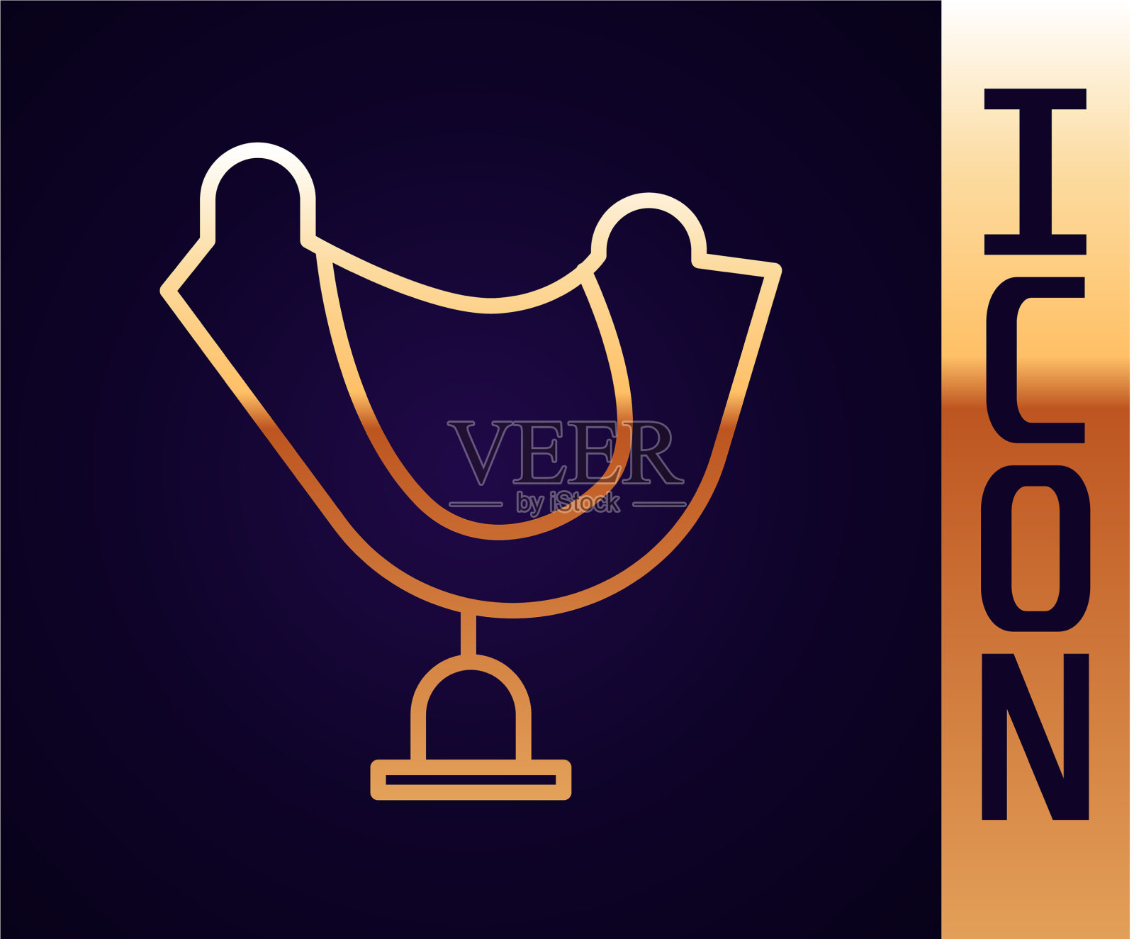 黄金线狂野西部马鞍图标孤立在黑色插画图片素材