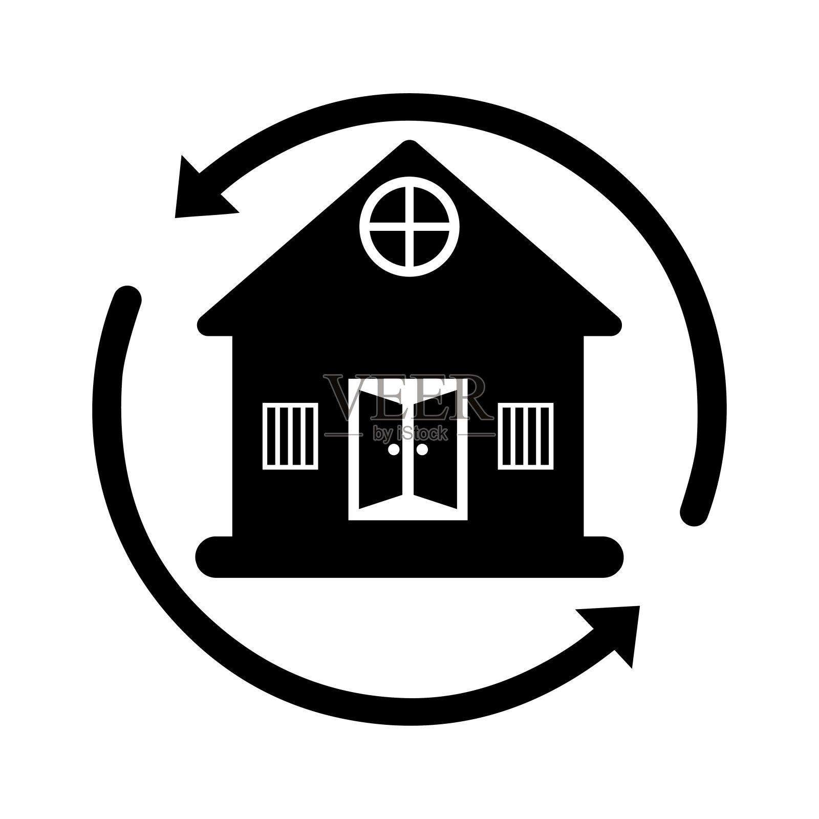 房子，财产，箭头黑色图标图标素材