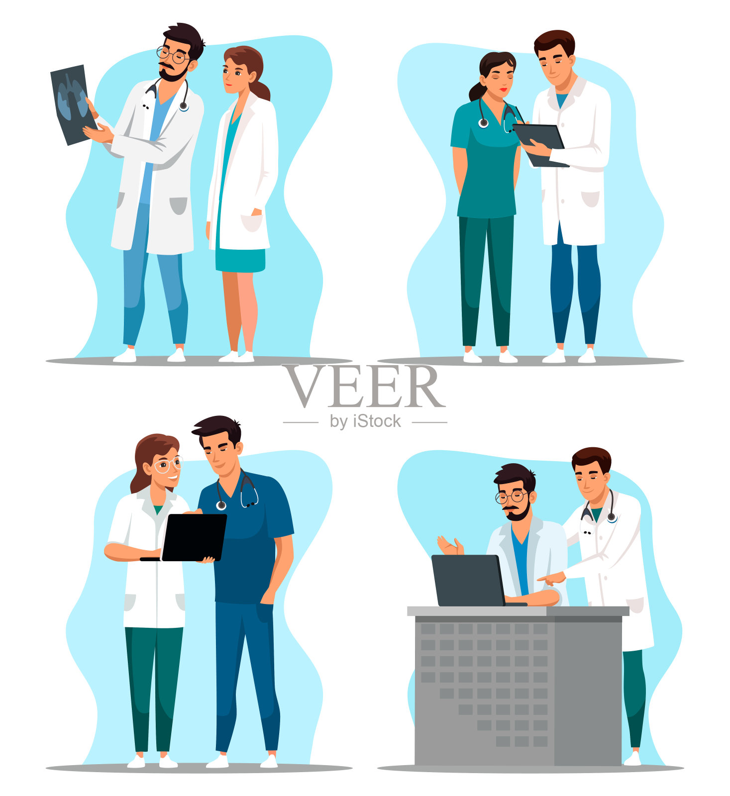 医生讨论和会诊医疗装置插画图片素材