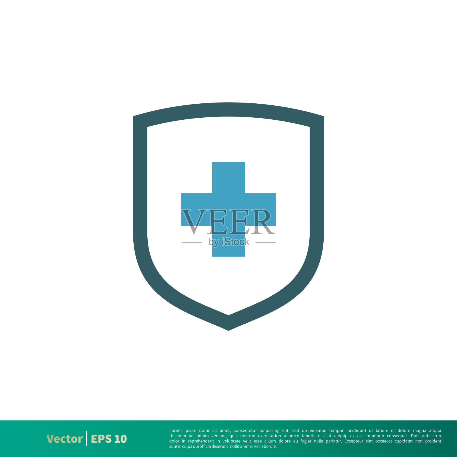 盾牌和交叉医疗，医疗保健图标矢量标志模板插图设计。向量EPS 10。插画图片素材