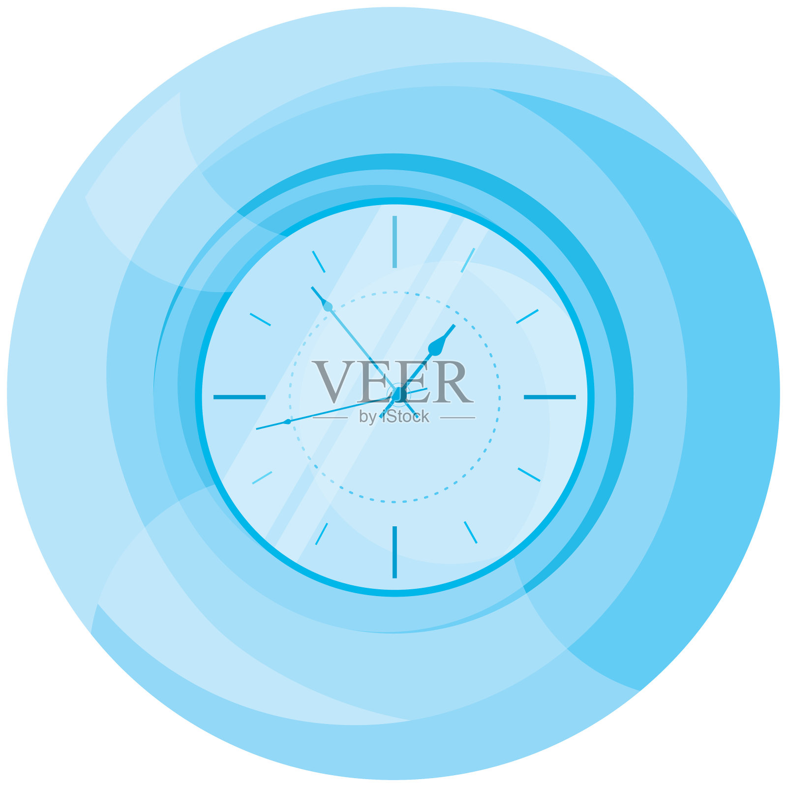 蓝色的挂钟。插画图片素材