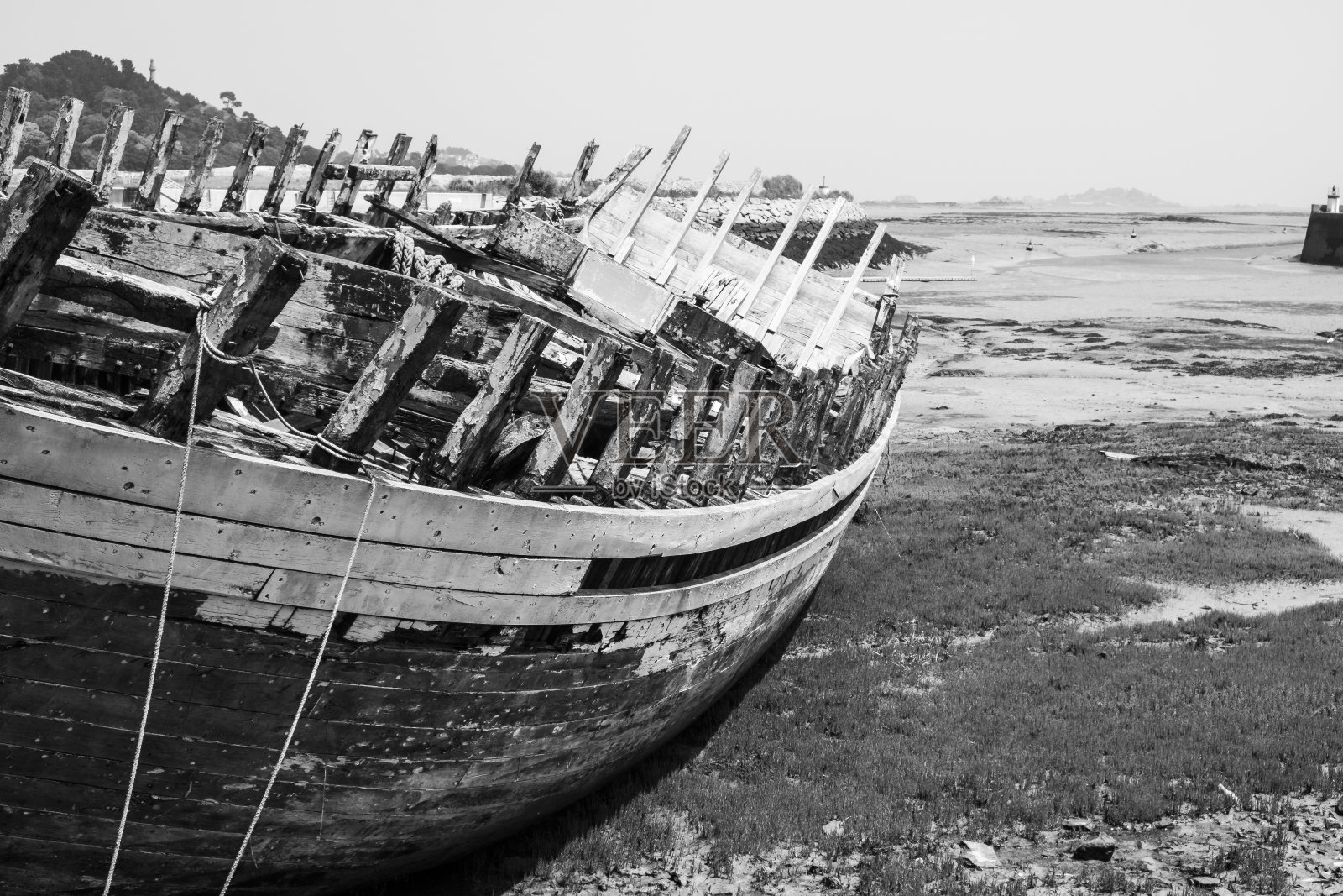 法国布列塔尼的Paimpol港口发生海难照片摄影图片