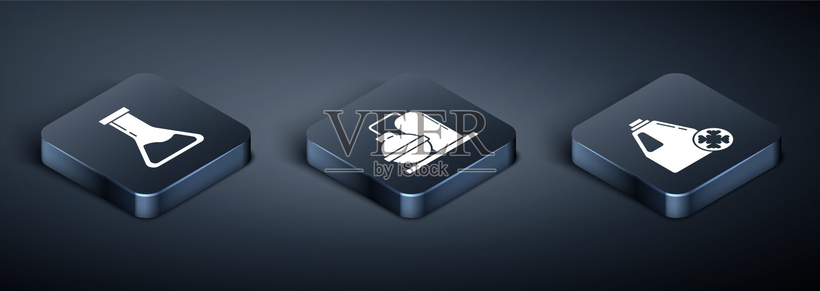 2.5D试管和烧瓶、防冻剂罐以及石油和天然气工业厂房图标组合图标素材