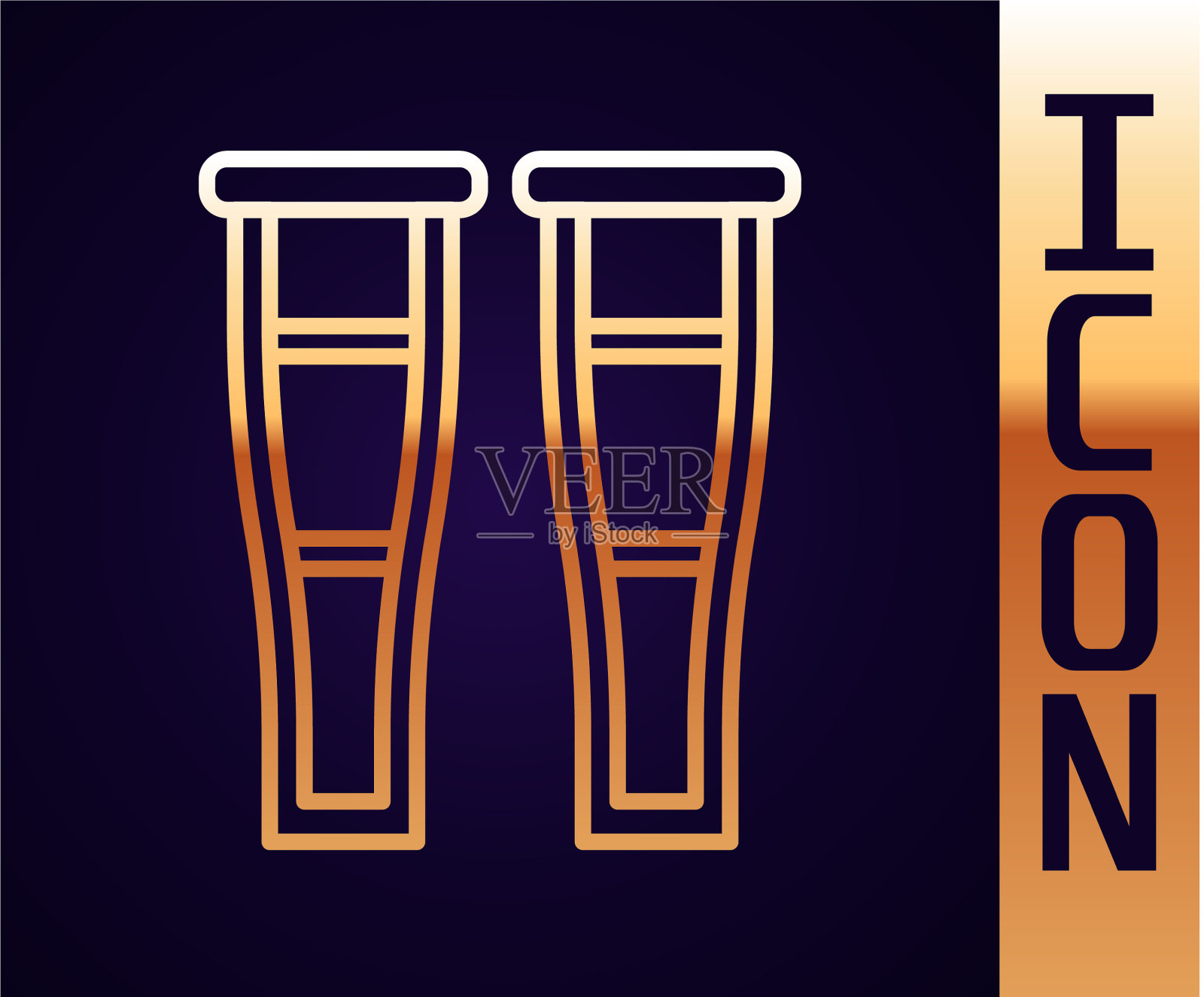 金线拐杖或拐杖图标孤立上插画图片素材