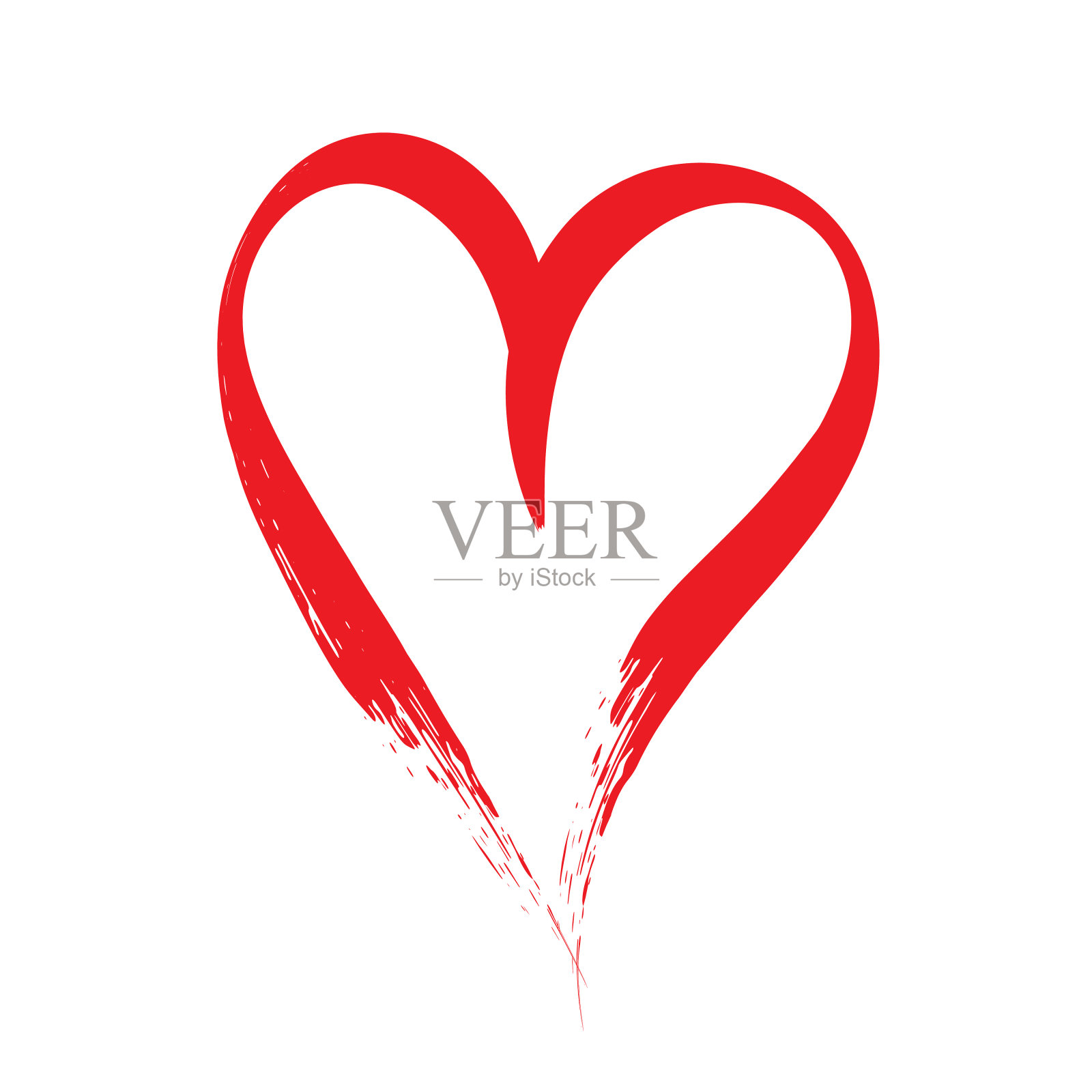 手绘红色垃圾心孤立在白色背景。插画图片素材