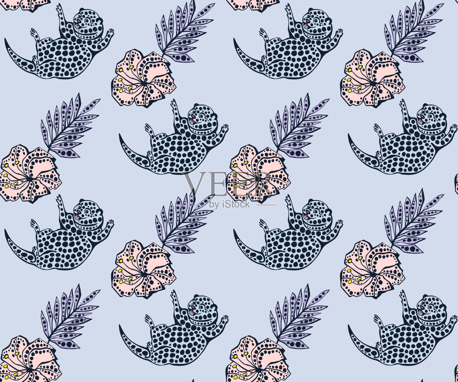 矢量背景手绘外来野生水獭。手绘墨水插图。现代装饰装饰背景。插画图片素材