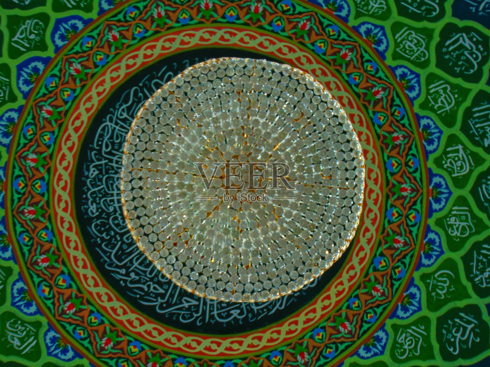 阿拉伯装饰的特写，清真寺的建筑细节照片摄影图片